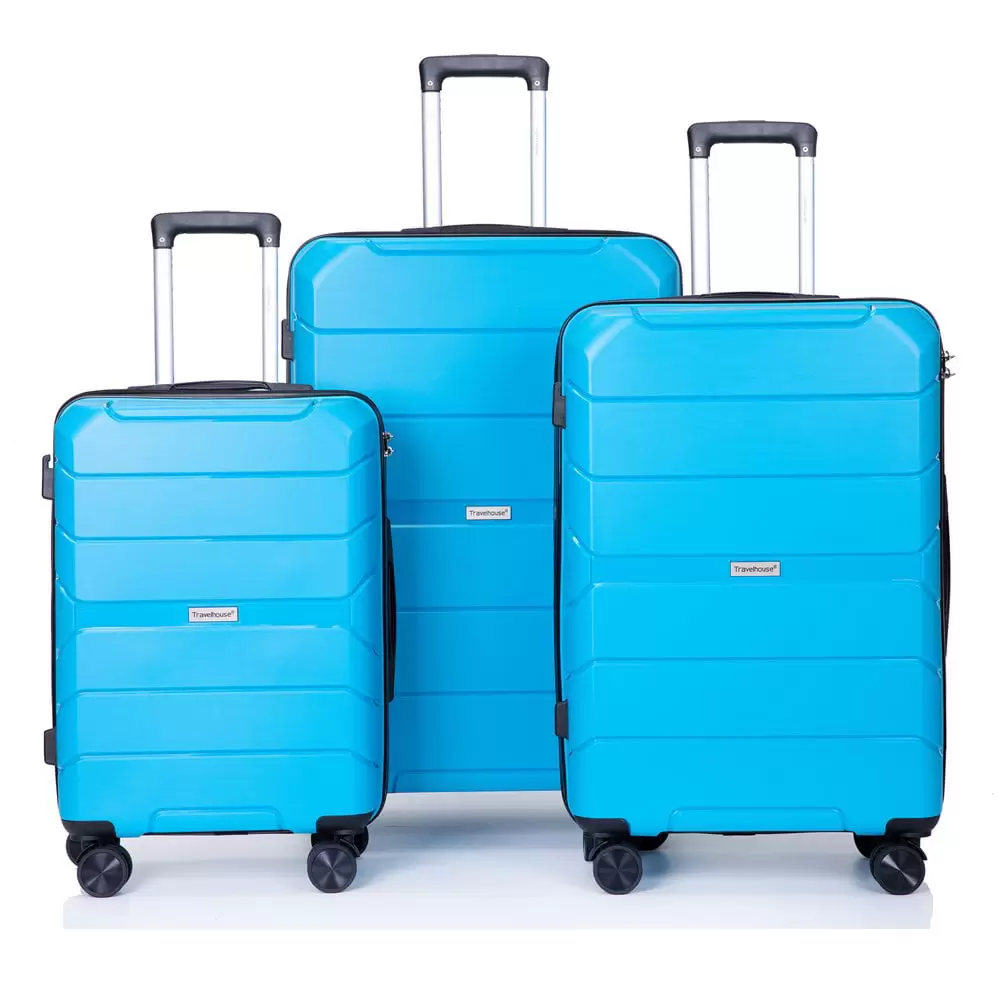 Hardside Luggage 3-Piece Set (20/24/28) Lightweight Suitcase with 360?? Spinner Wheels Polypropylene Hardshell Suitcase. Light Blue