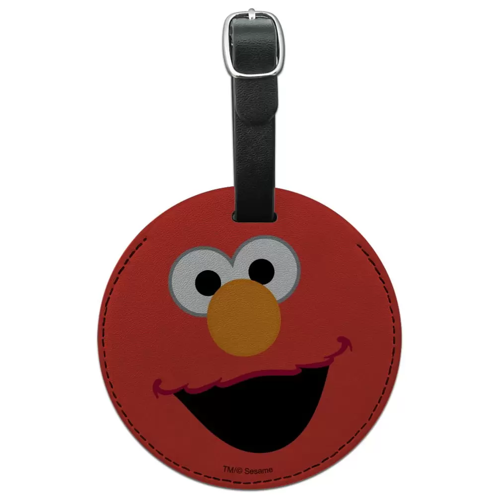 Sesame Street Elmo Face Round Leather Luggage Card Suitcase Carry-On ID Tag