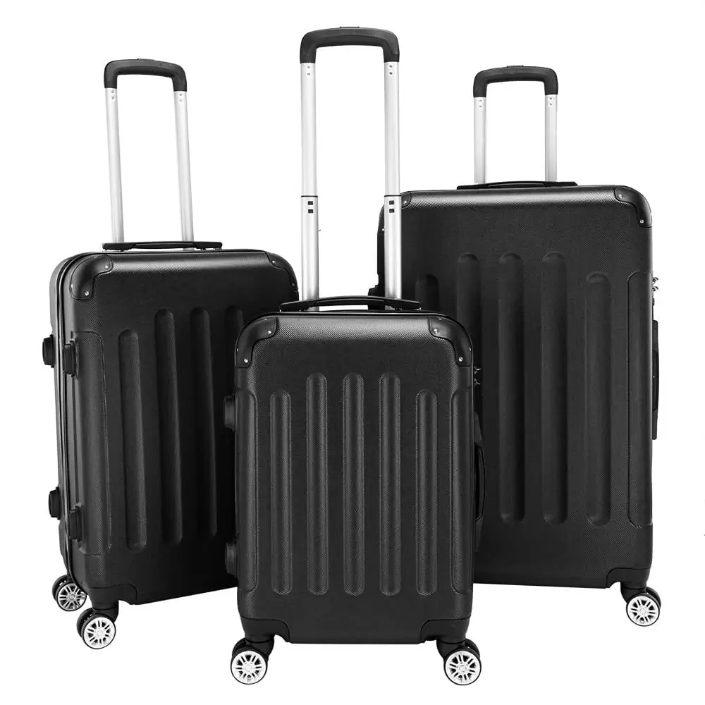 UBesGoo 3 Pieces Travel Luggage Set Bag ABS Trolley Carry On Suitcase