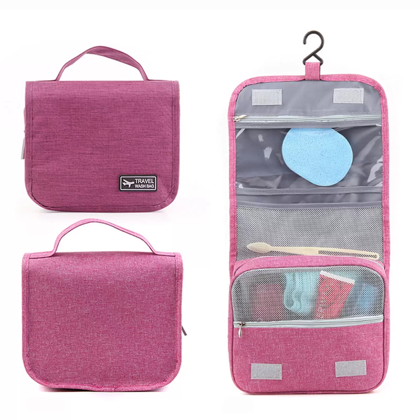 Home Edit Storage LAWOR Attachable Waterproof Large Capacity Travel Storage Bag With Hook Oxford Cloth Pink O3656