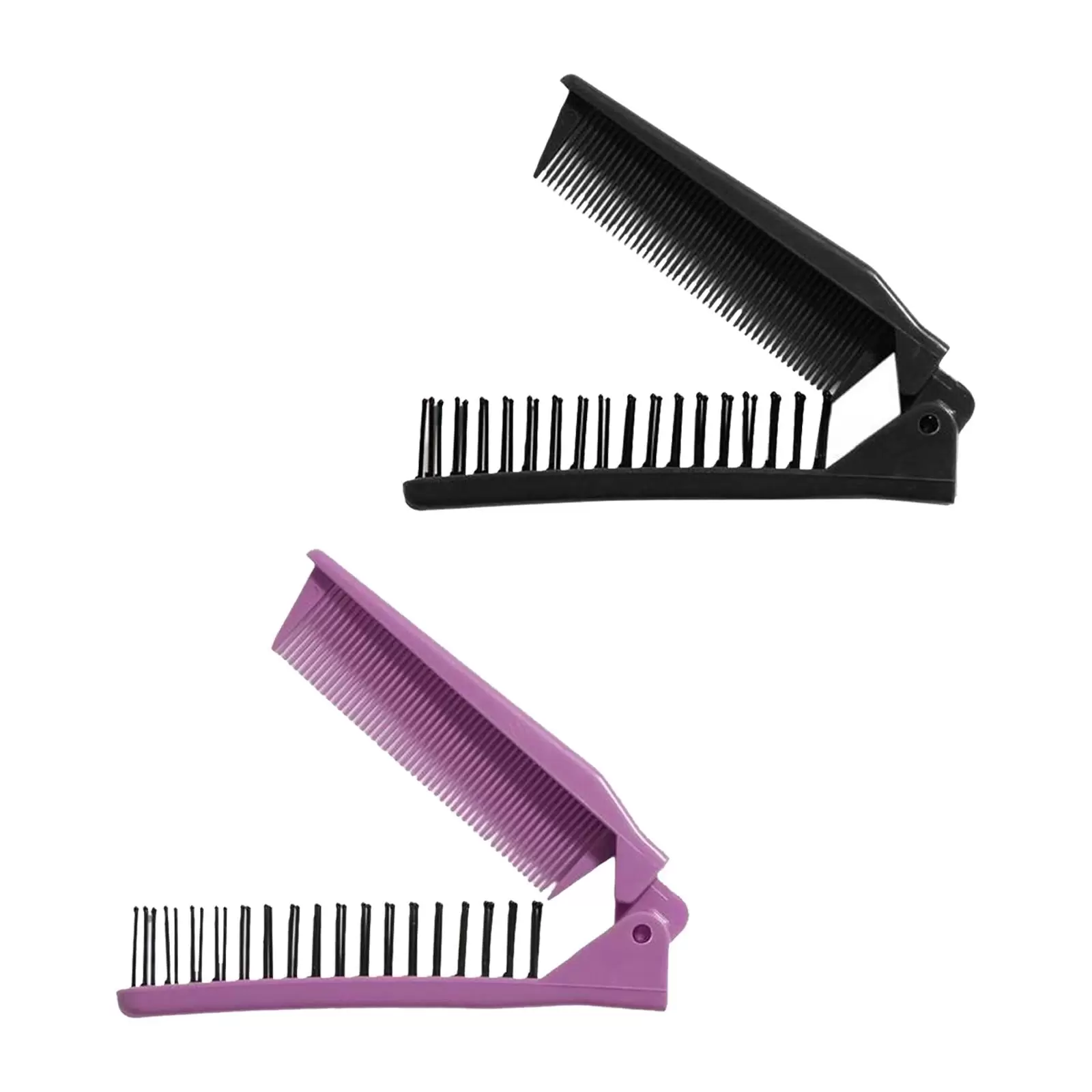 2Pcs Portable Travel Folding Hair Comb Brush Combo Compact Hair Brush Pocket Size Comb Double Headed for Women Men