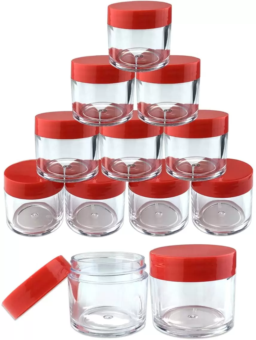 Beauticom 3 Pieces 30G/30ML(1 Oz) Round Clear Plastic Container Jars with Flat Top Lid - 3 Jars