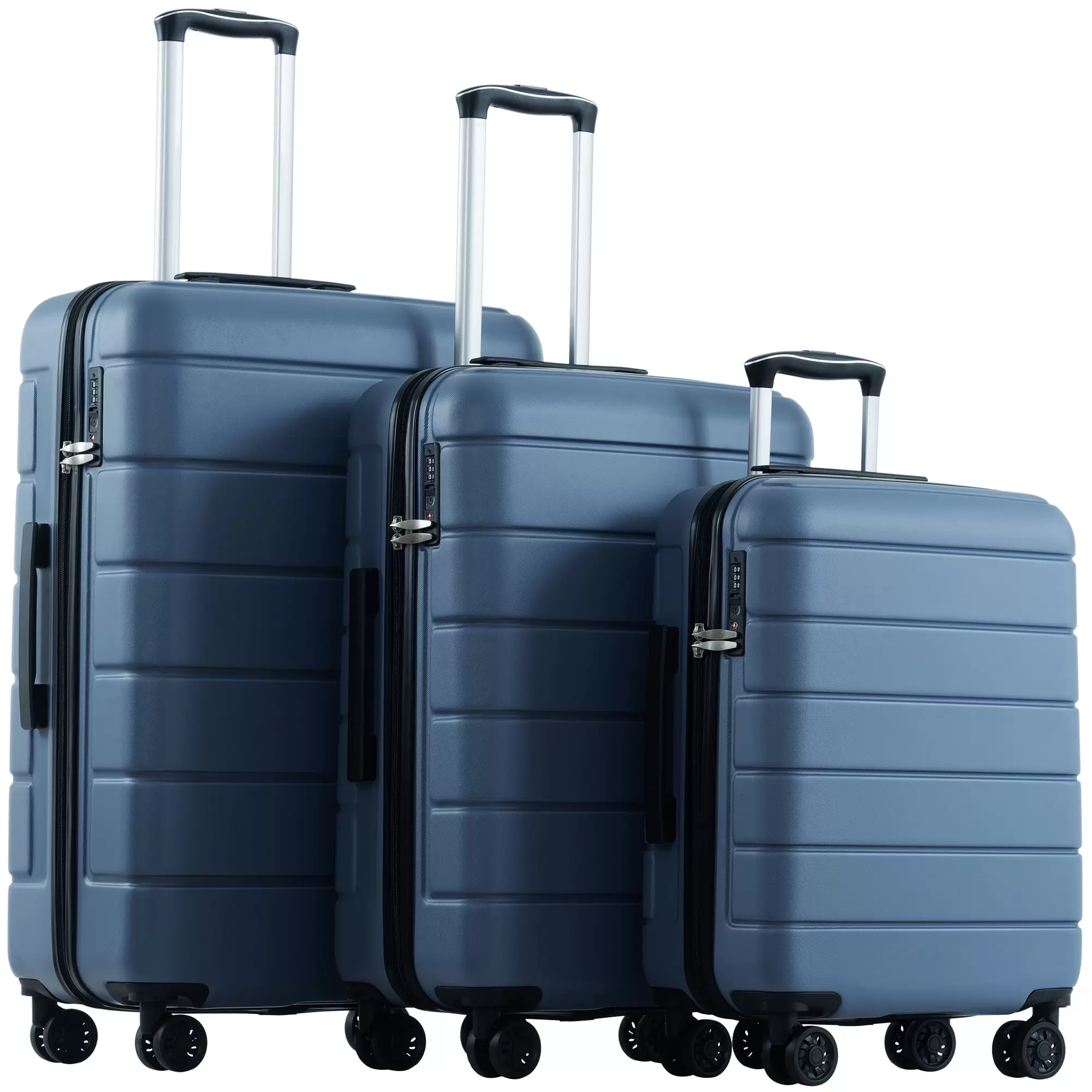 BYMWAY Hardside Luggage Set of 3. Fashion Hardside Carry on Luggage Suitcase with Spinner Wheels and Telescoping Handle. Lightweight Suitcase Sets. 20in 24in 28in. Blue