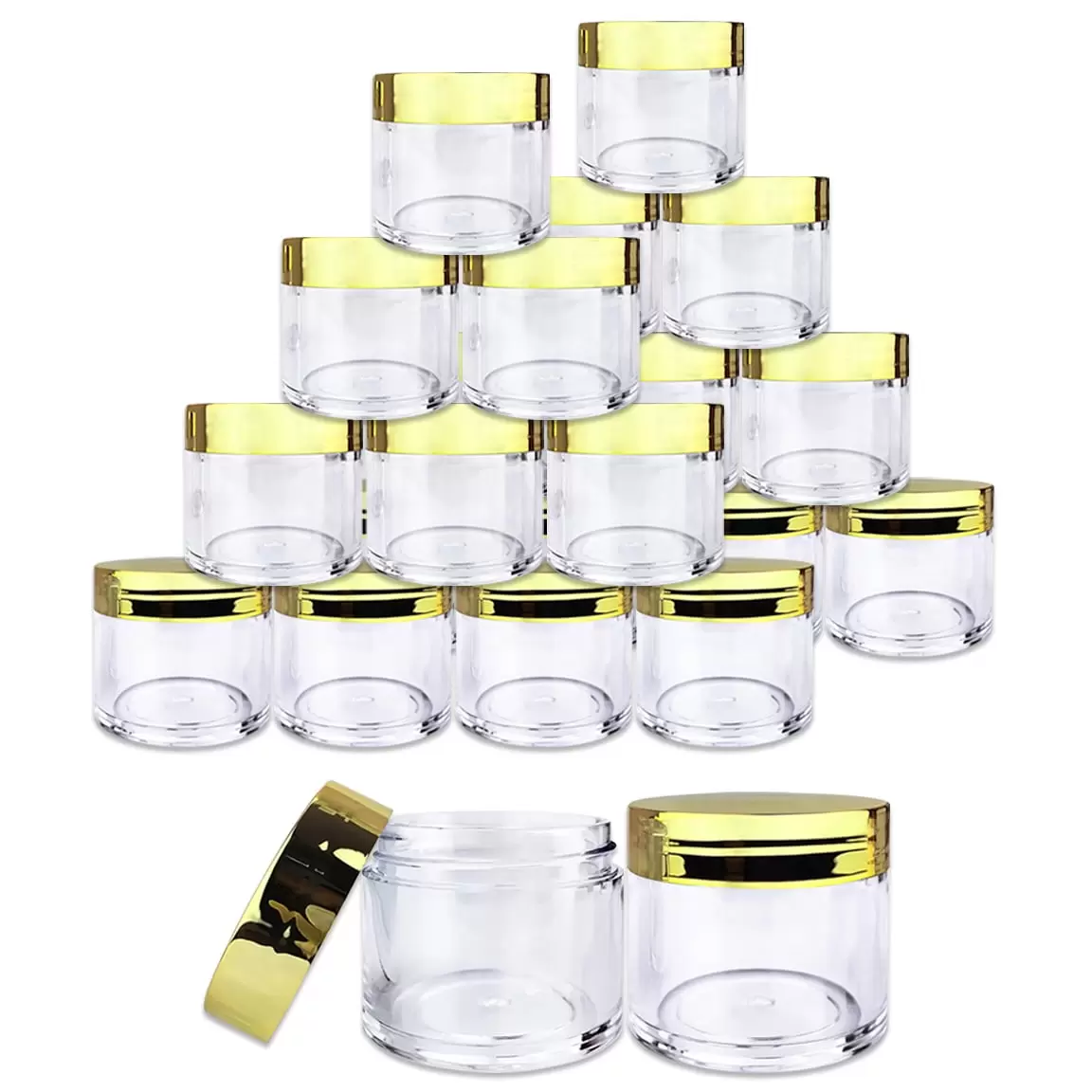 1oz/30g/30ml High Quality Acrylic Leak Proof Clear Container Jars with Gold Lids 24pcs