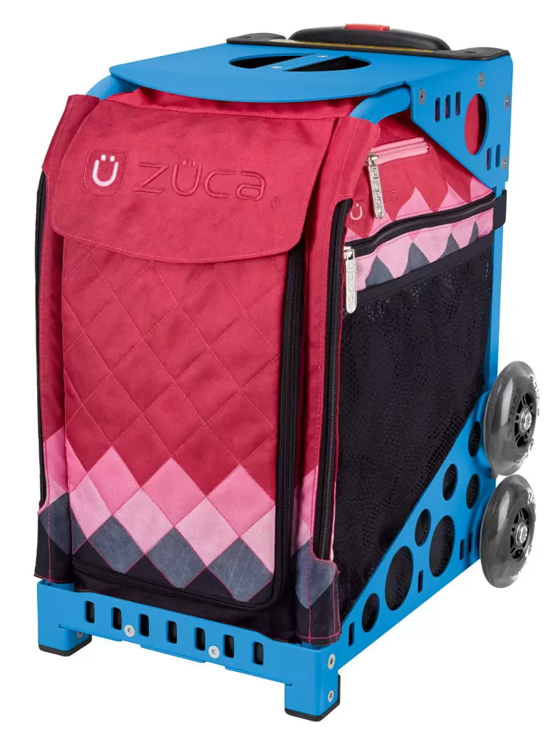 Zuca 18 Sport Bag - Pink Diamonds with 2 Small Utility Pouch (Blue Frame)