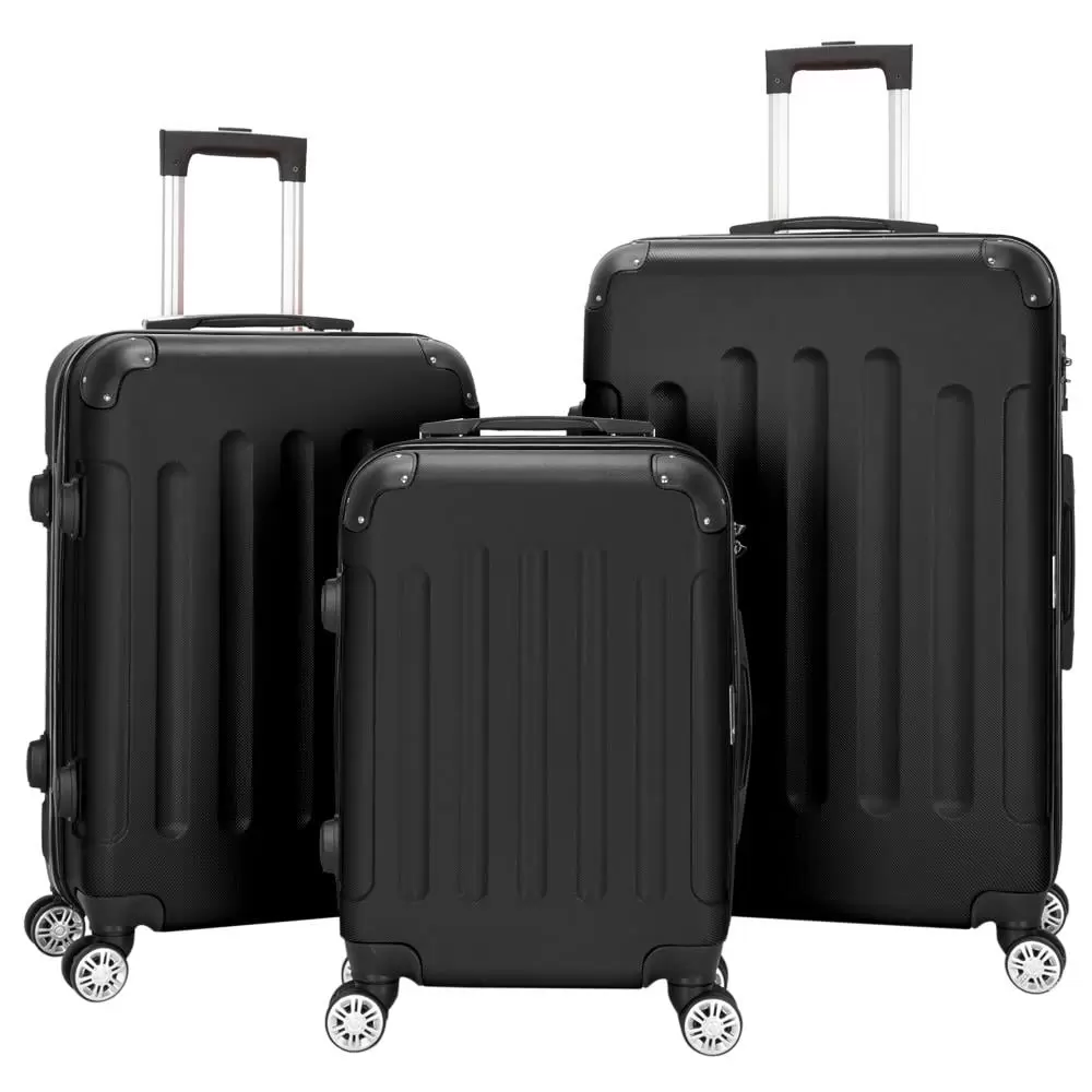 SalonMore 3 Pcs Luggage Travel Set Bag ABS Trolley Suitcase Black