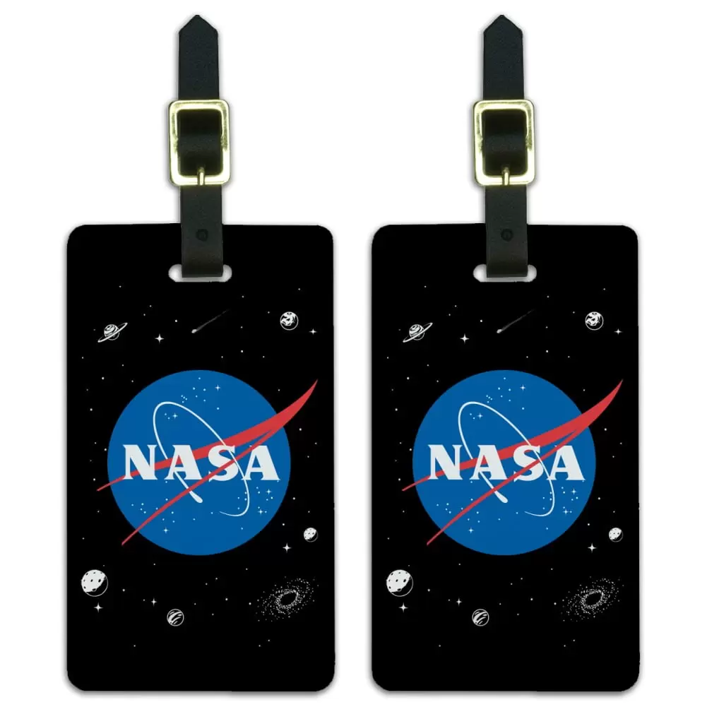 NASA Official Meatball Logo Luggage ID Tags Suitcase Carry-On Cards - Set of 2