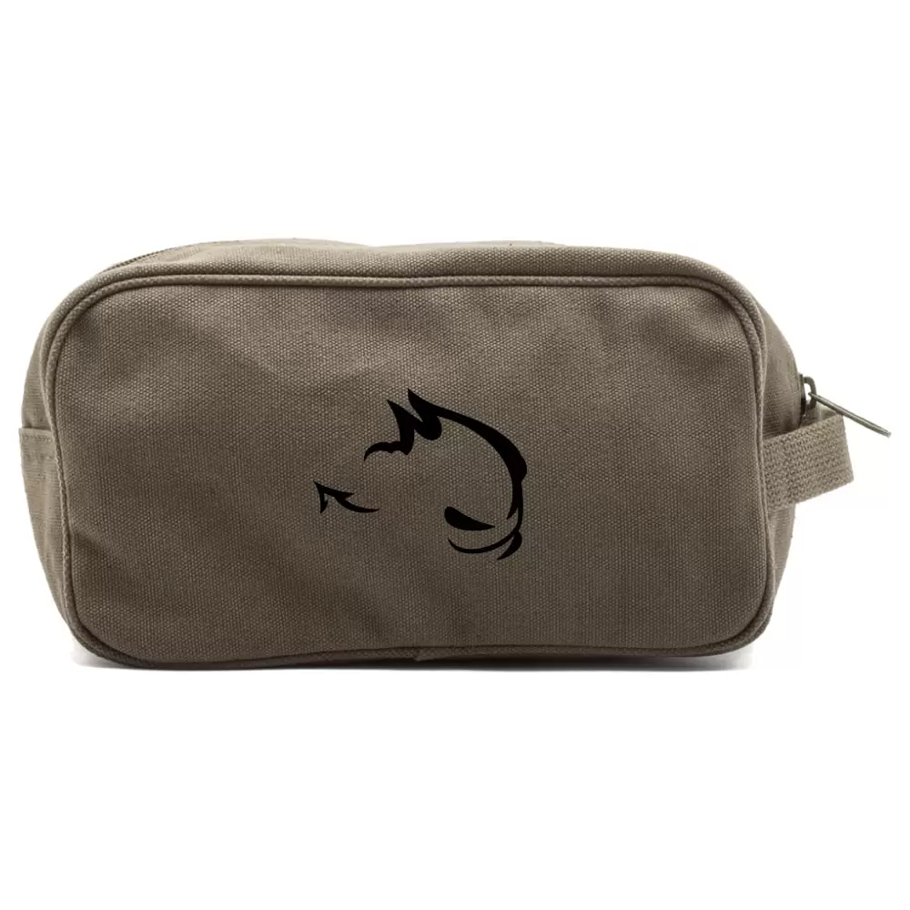 GTI Devil Canvas Dual Two Compartment Travel Toiletry Dopp Kit Bag in Olive