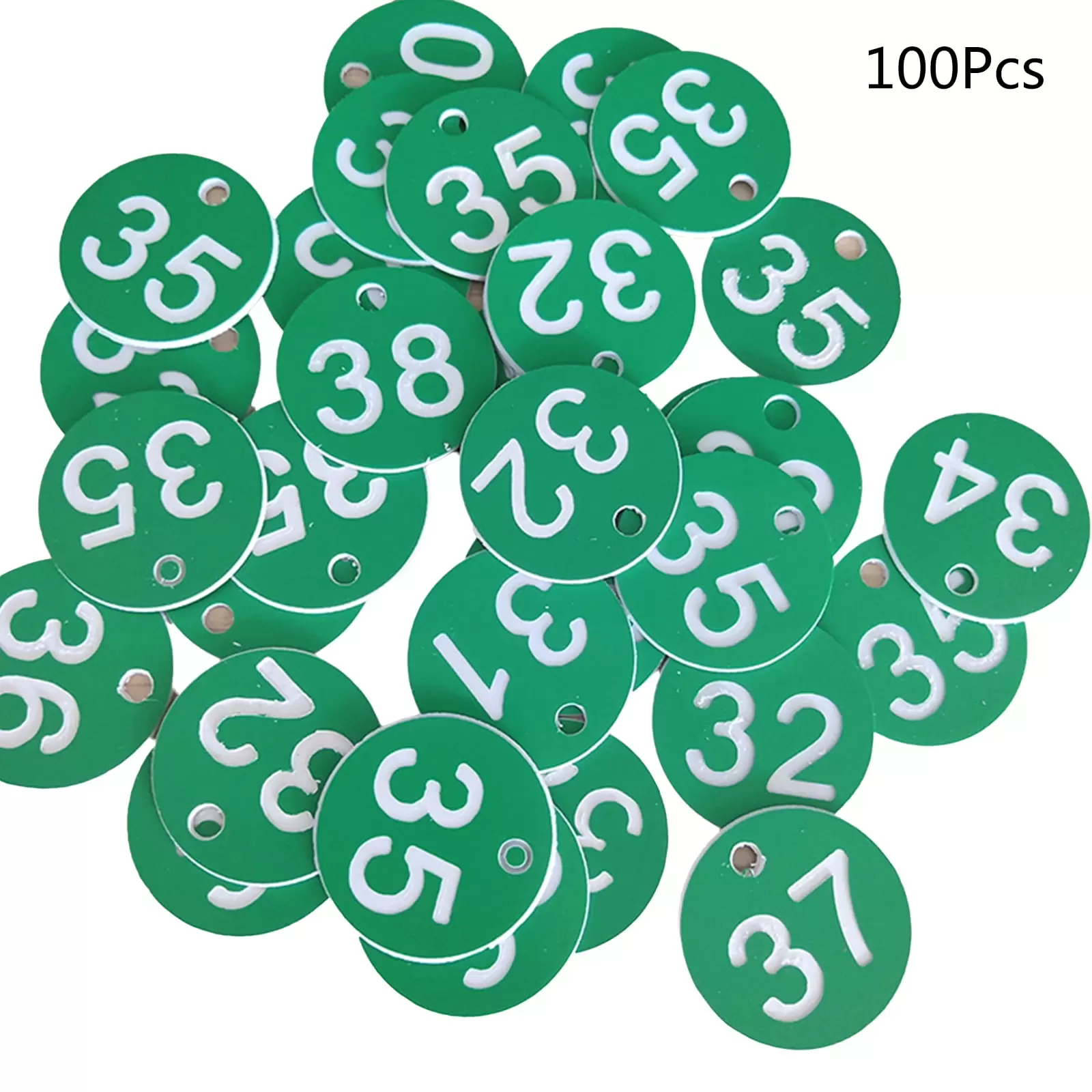 HOTYA 100-Count Plastic ID Number Tags Round ID Number Labels Door for Key Tags 1-100 Colored Number Signs 1.38'' for Live Sal