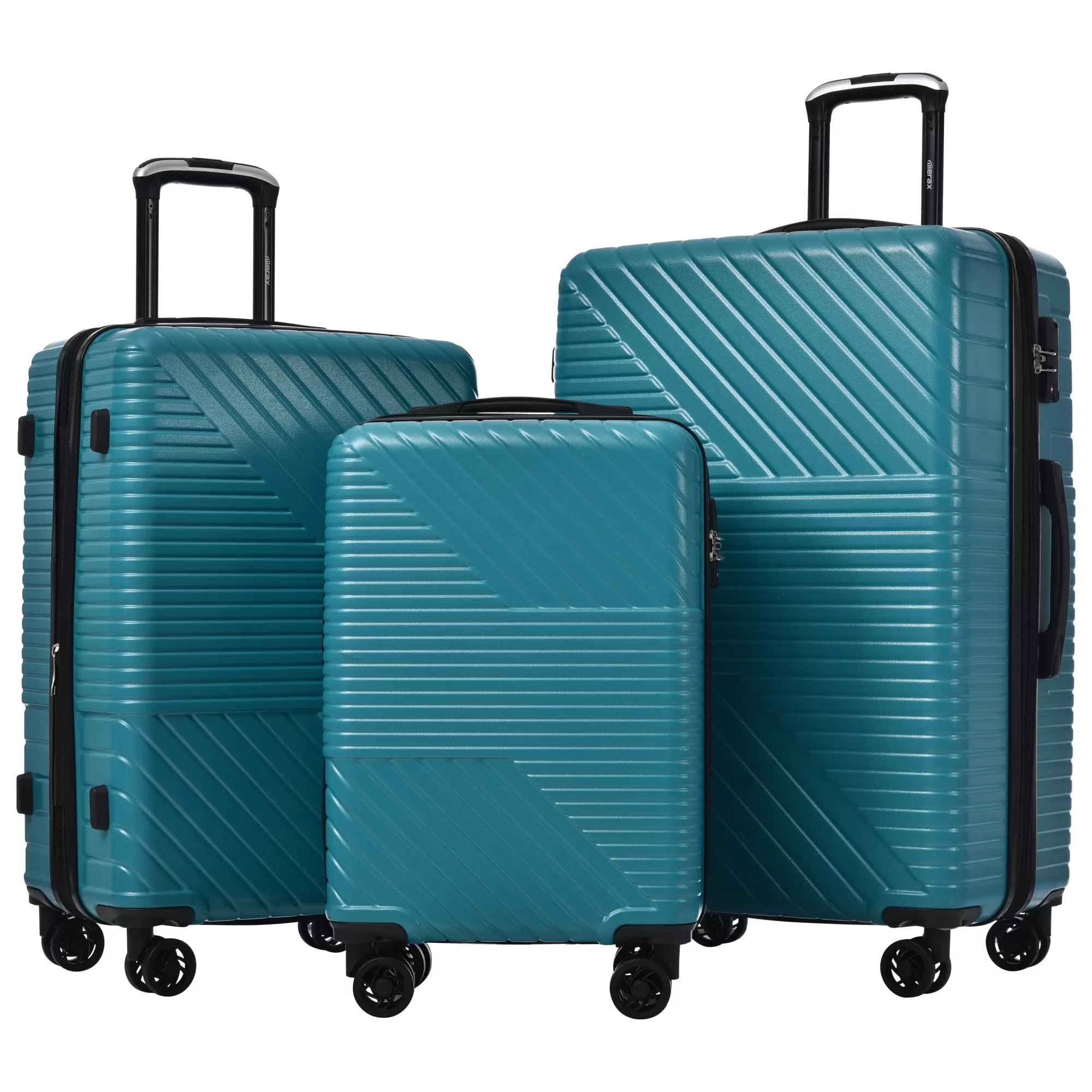 Paproos Hardside Luggage Sets. 3 Piece Hardshell Suitcase Sets with TSA Lock and Double Spinner 8 Wheels. Lightweight Suitcase Set for Travel. 20''24''28'' Expandable Carry on Luggage Set. Green