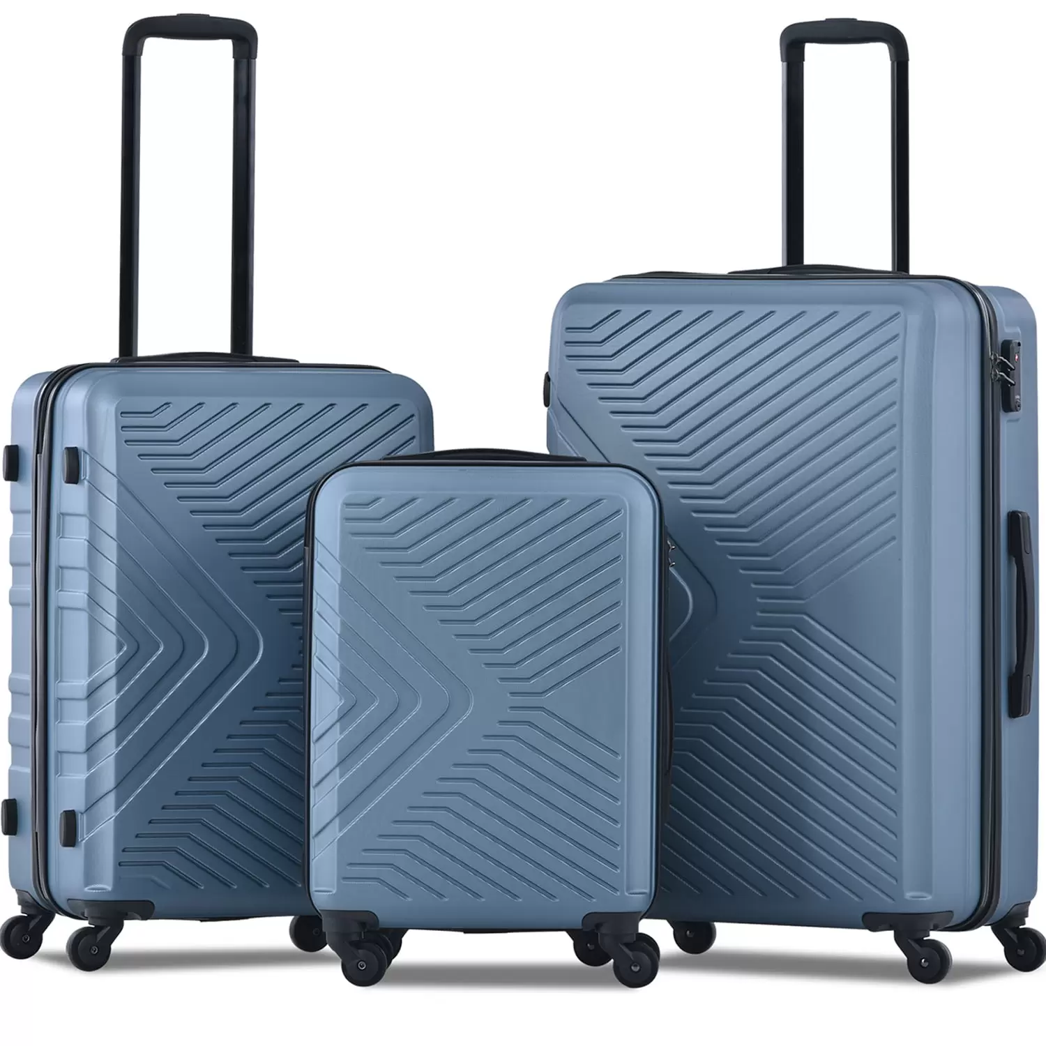 3 Piece Hardshell Luggage Sets. Carry on Luggage ABS Spinner Suitcase Travelling with TSA Lock. Spinner Wheels for Trips Business. Travel Suitcase Bags for Men Women Kids. 20/24/28 Inch. Blue