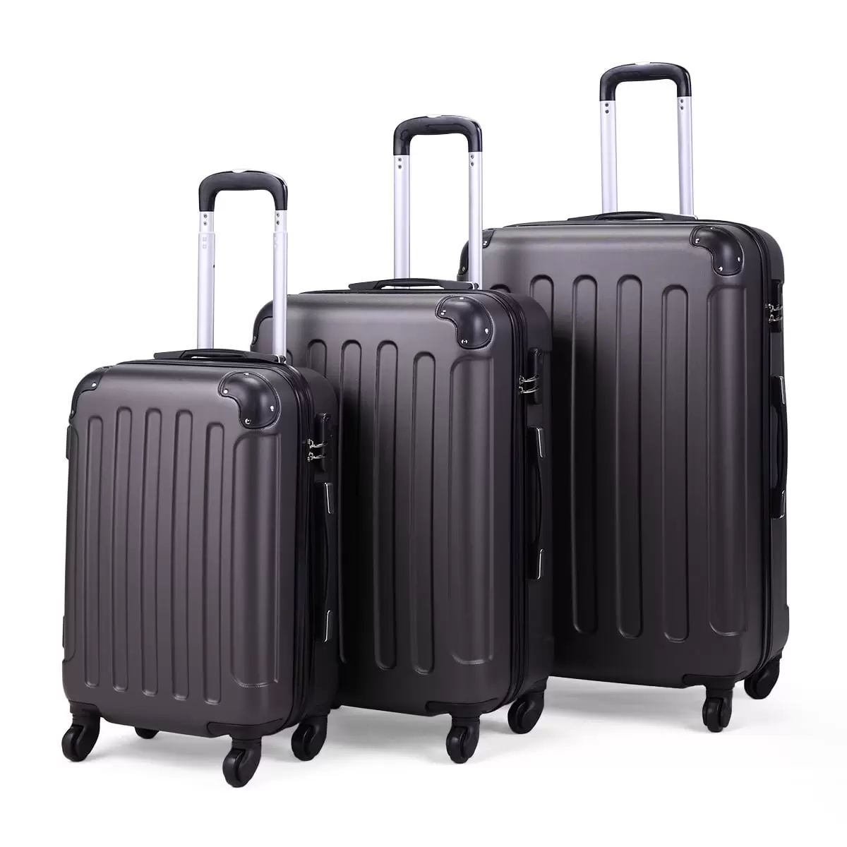 3-Piece Luggage Expandable Lightweight Travel Suitcase Set with Code Lock. Spinner Wheels. 20/24/28 Inches. Gray