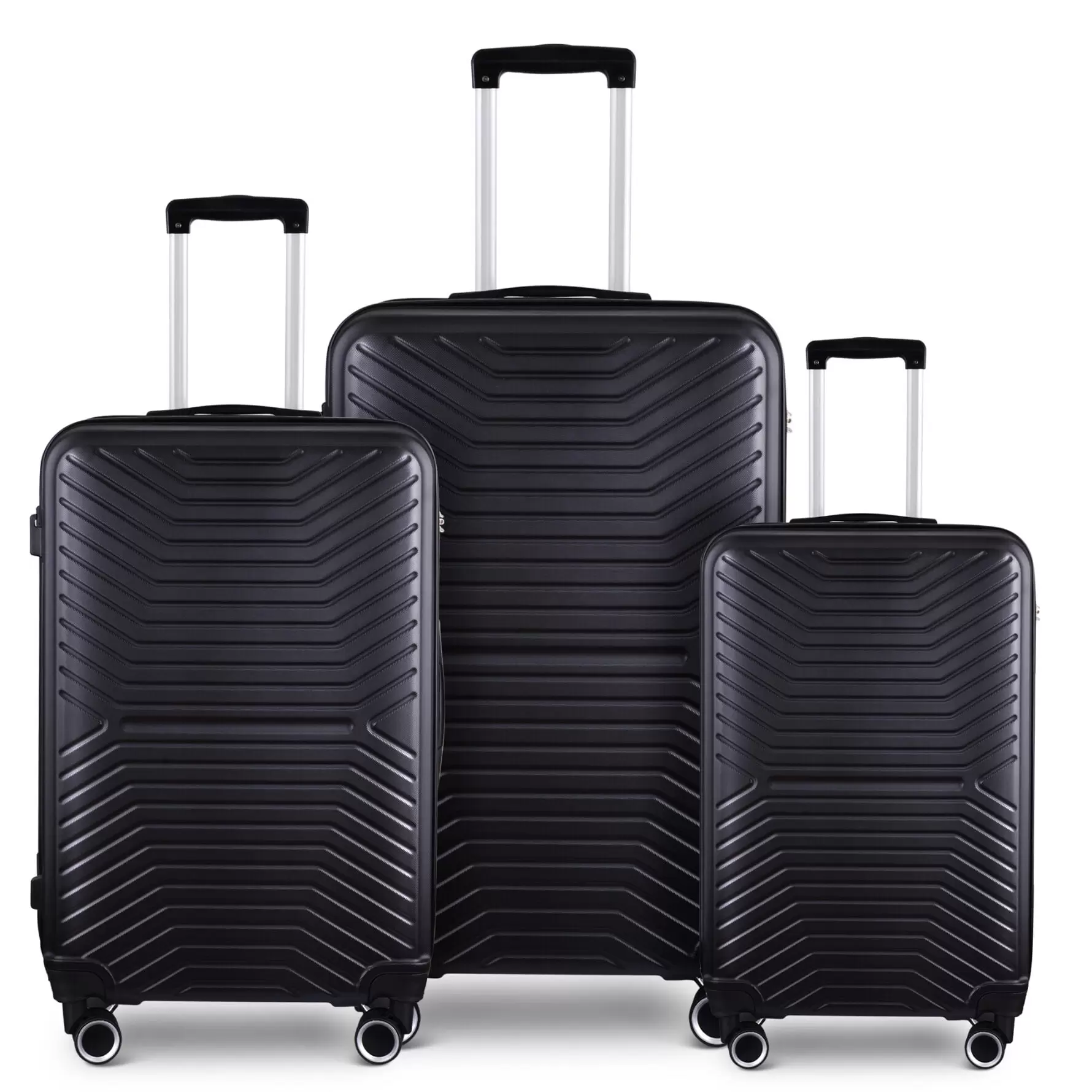 ABS Hardshell Luggage Set of 3. Carry-on Suitcase Sets with TSA Lock & Spinner Wheels. Clearance Luggage with 2 Hooks. Black