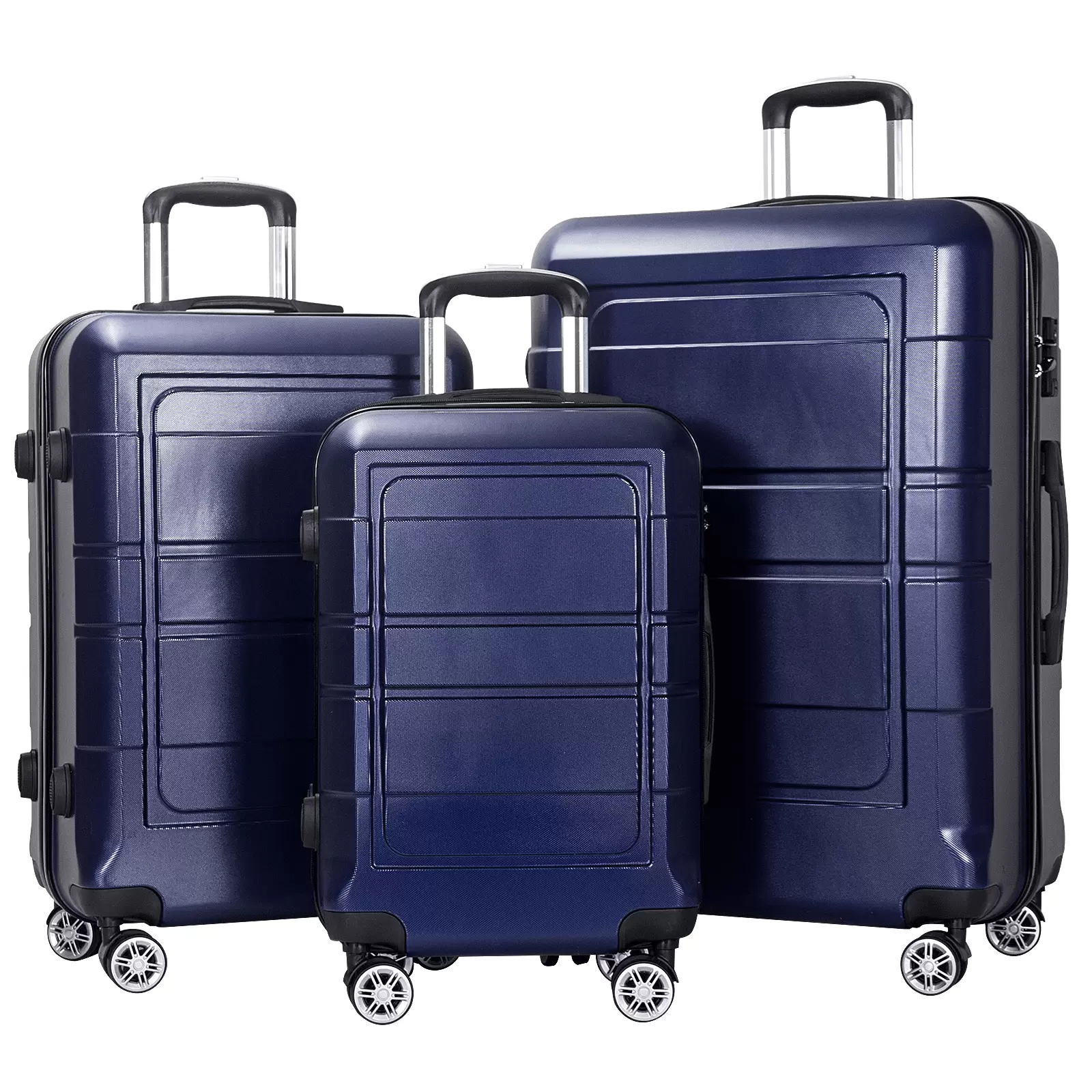 AEDILYS 3 Pcs Hardside Luggage Set. with TSA Lock and 20/24/28 Luggage Bags. Dark Blue