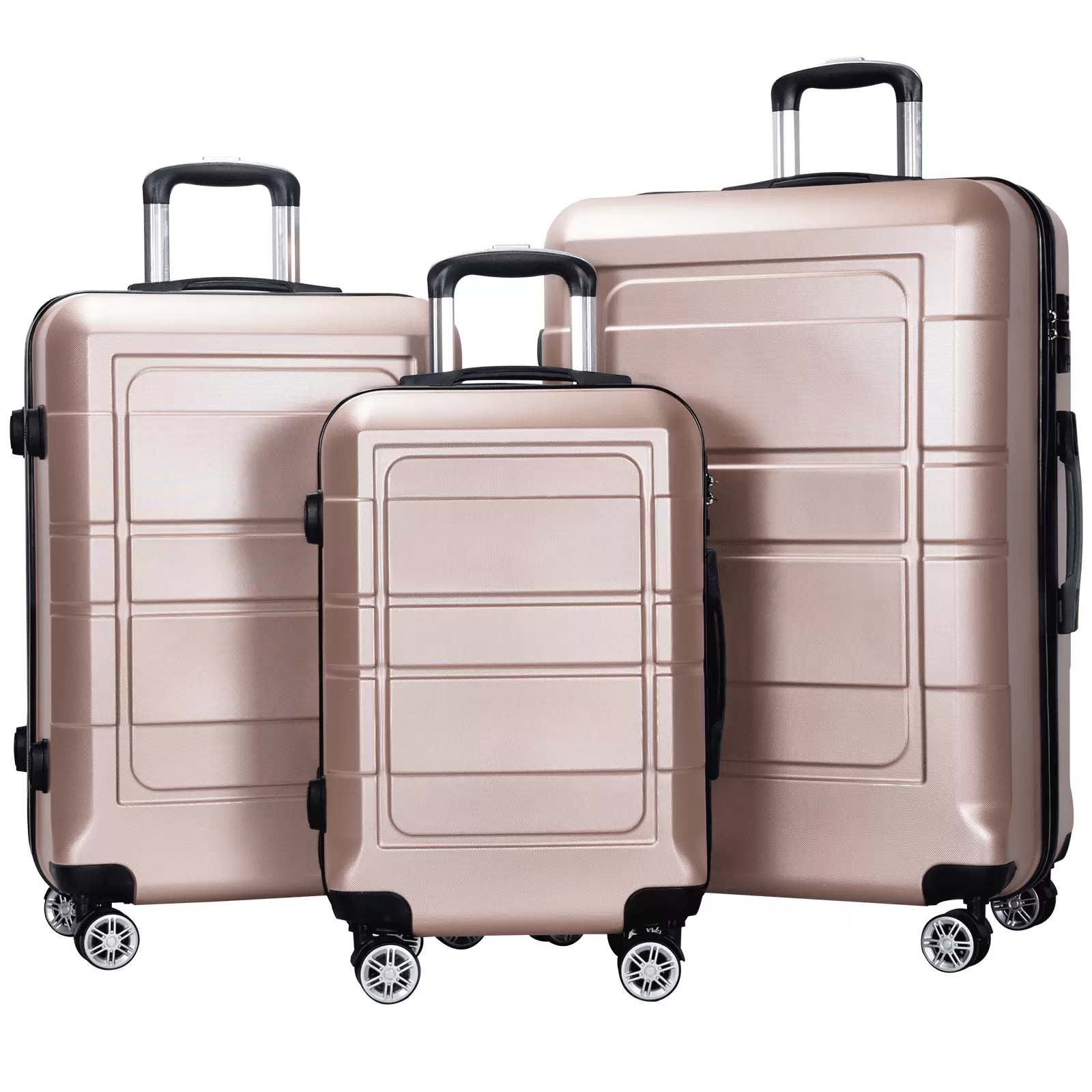 AEDILYS 3 Pcs Hardside Luggage Set. with TSA Lock and 20/24/28 Luggage Bags. Rose Gold