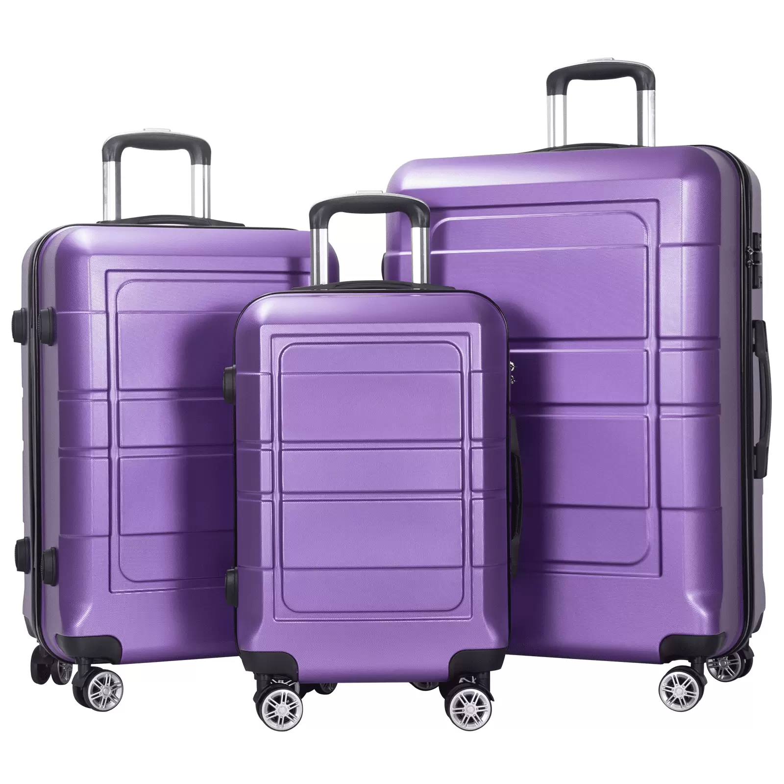 AEDILYS 3 Pcs Hardside Luggage Sets with TSA Locks and Durable Spinner Wheels Suitcase(20/24/28). Purple