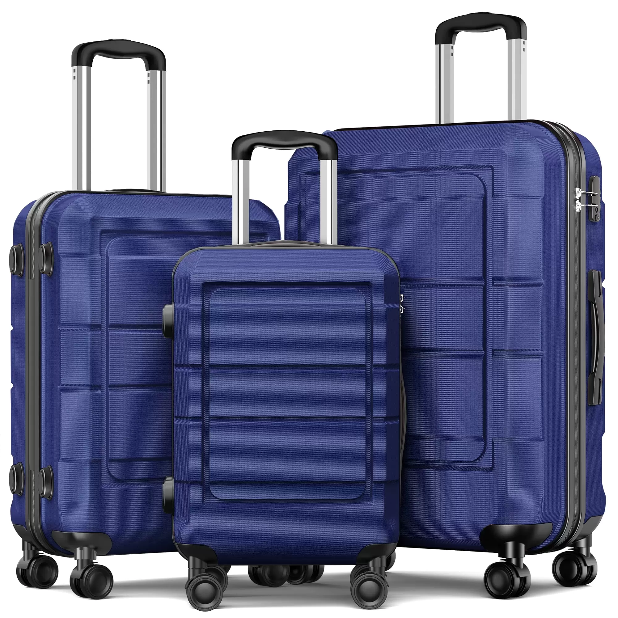 AEDILYS 3 Piece Luggage Sets. ABS Hardside Suitcase Set. TSA Lock. Blue