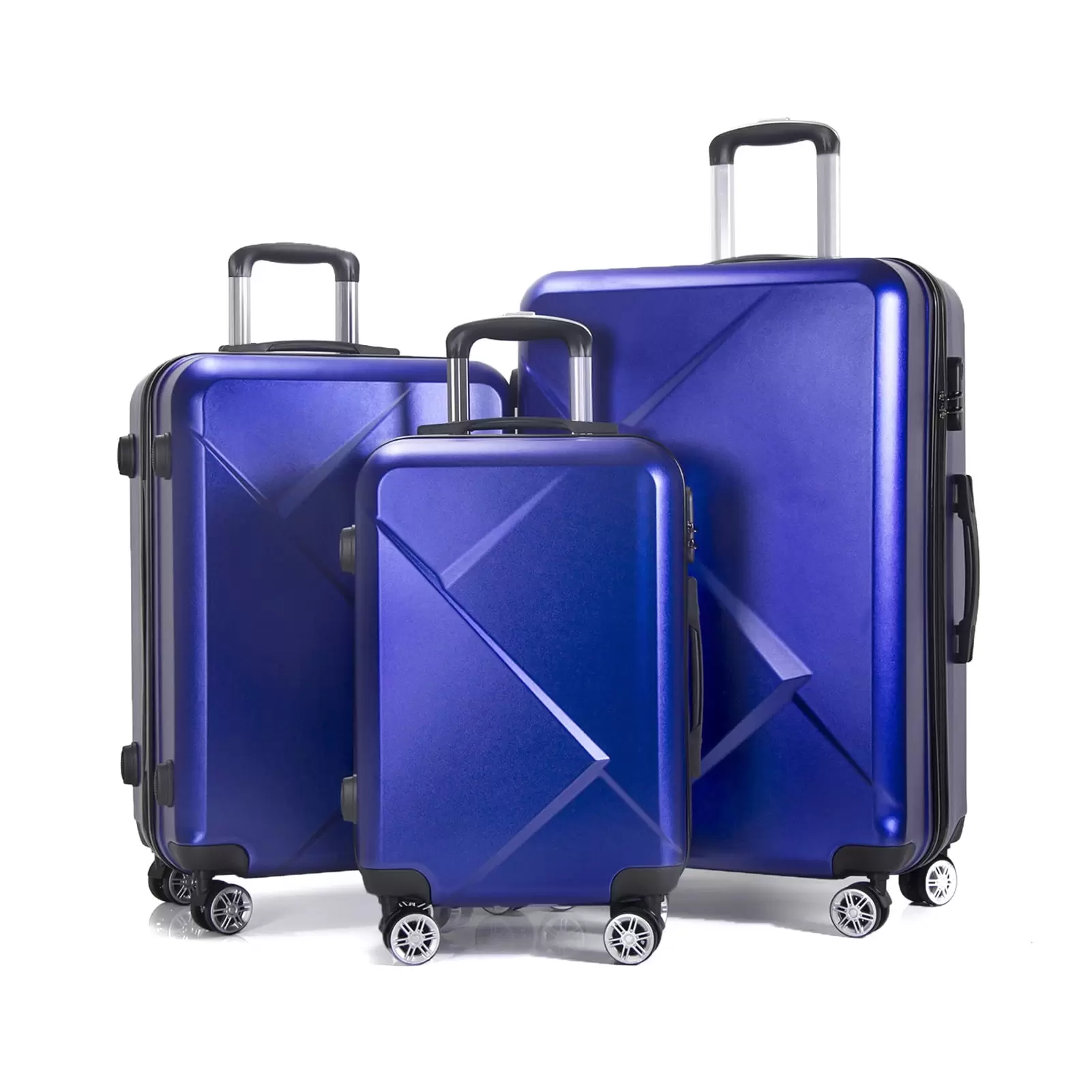 AEDILYS 3 Piece Nested Spinner Suitcase Luggage Set - Blue