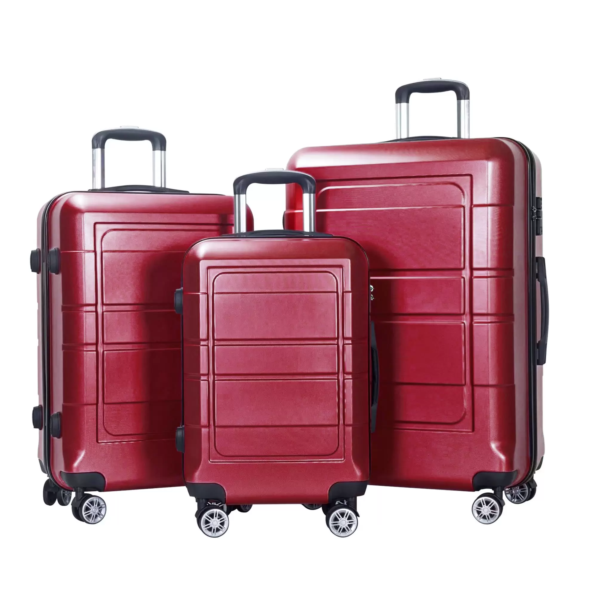 AEDILYS 3 Piece Suitcase Luggage Set - Red