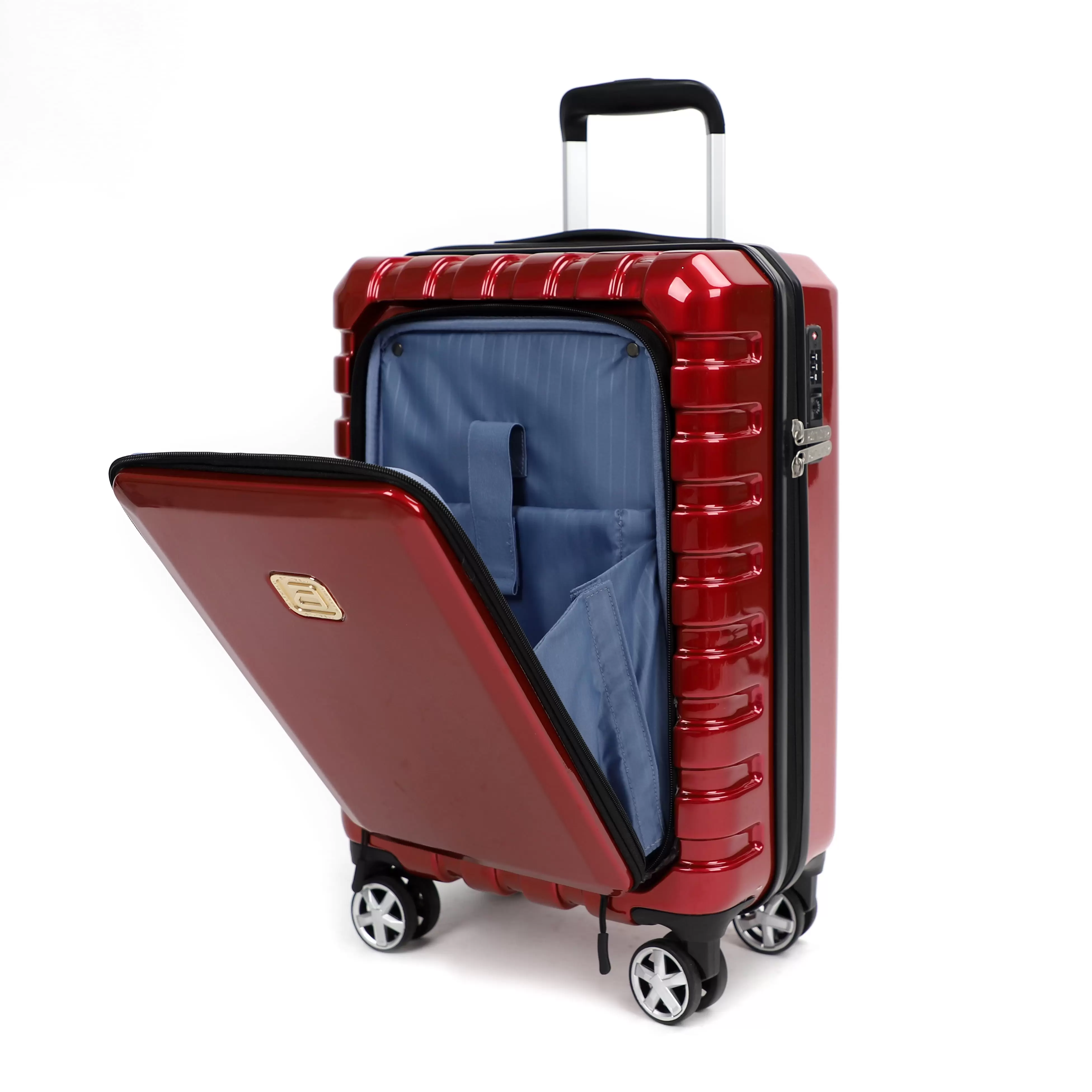 AIRLINE Hardside Carry on Luggage with Front Opening Spinner Wheel 20.Red