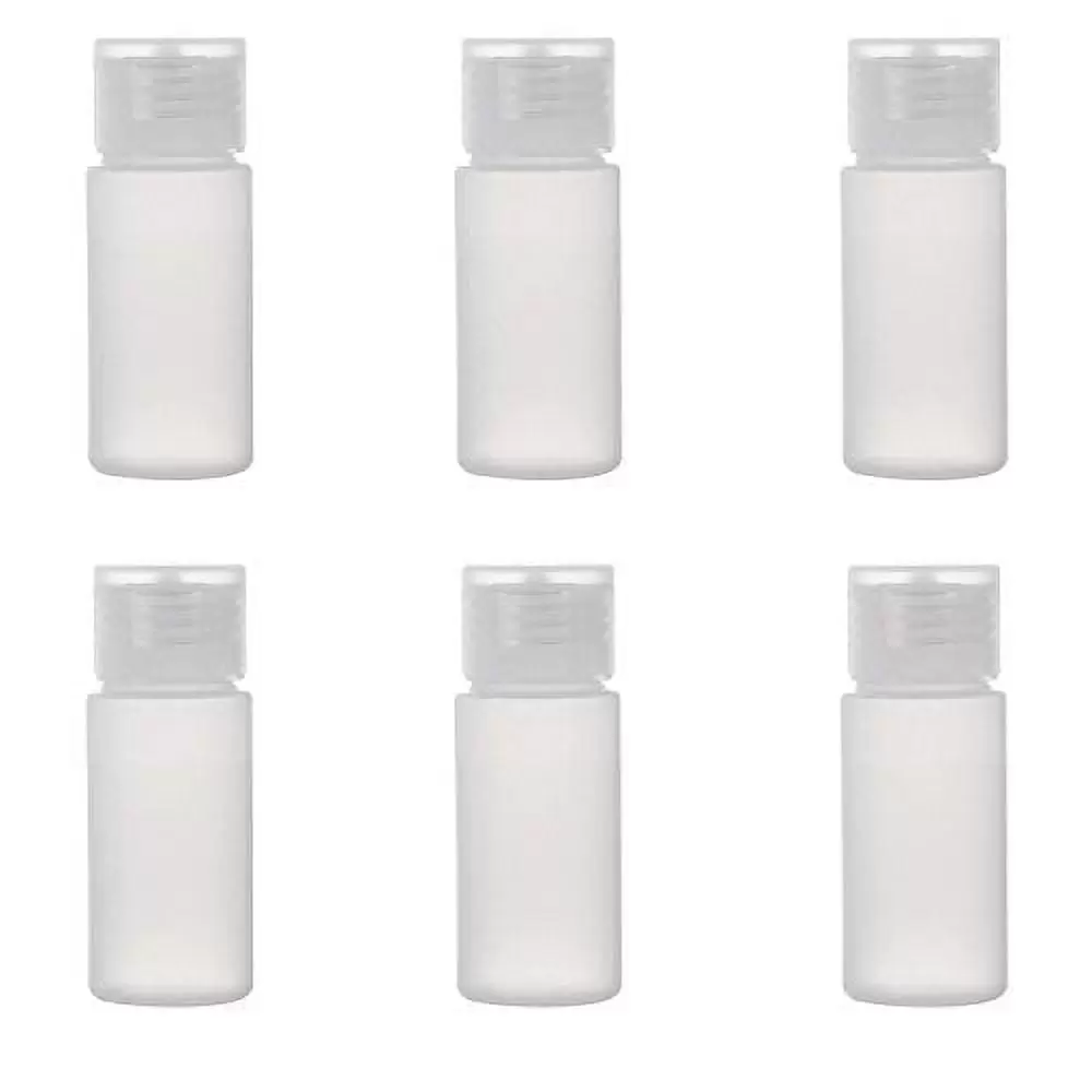 ALINK Travel Size Plastic Empty Toiletry Bottles. 30ml (1 oz) Pack of 6 Liquid Containers with Labels