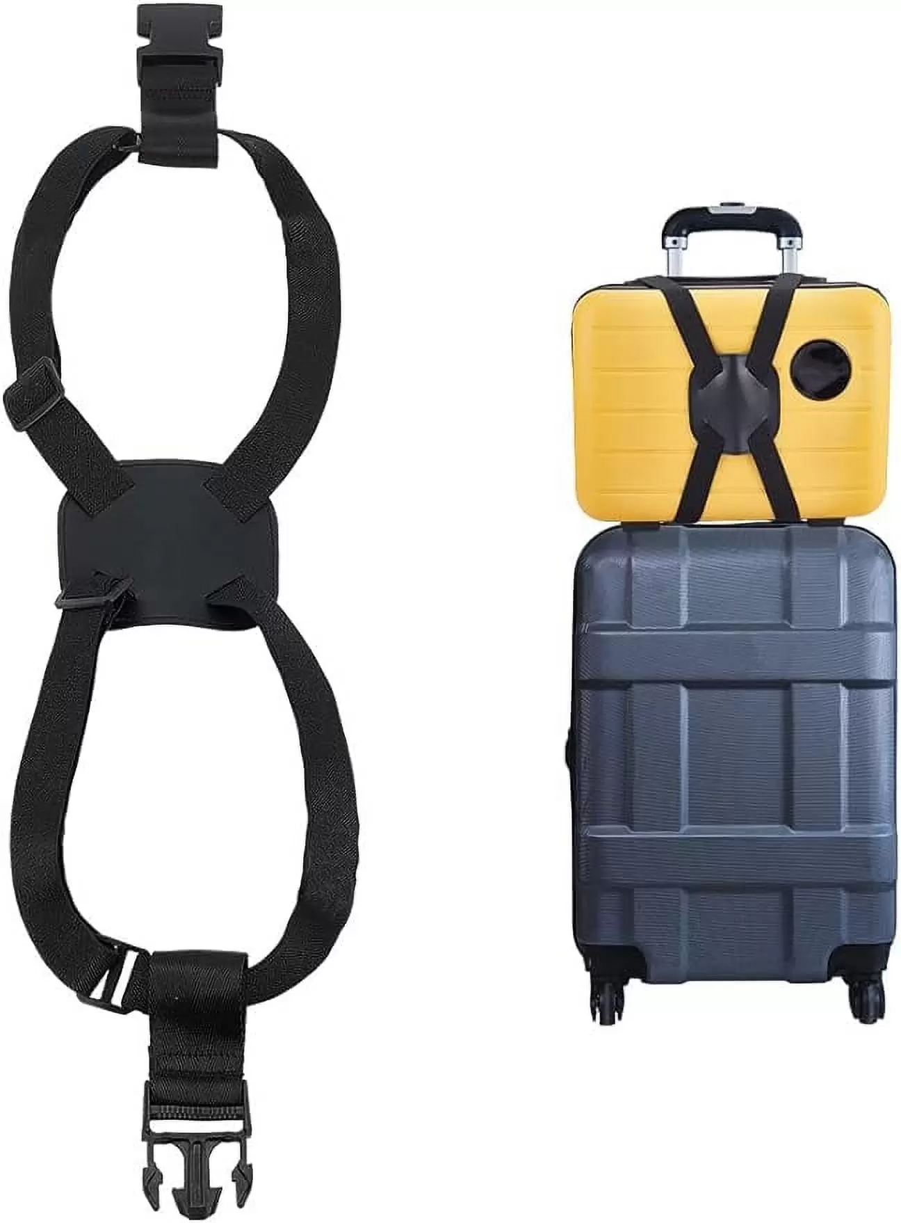 Adjustable Luggage Straps Nylon Travel Bag Strap Black Travel Bag Bungee Elastic Strap Belt with Side Release Buckl for Add a Bag Luggage Suitcase Travel Accessories