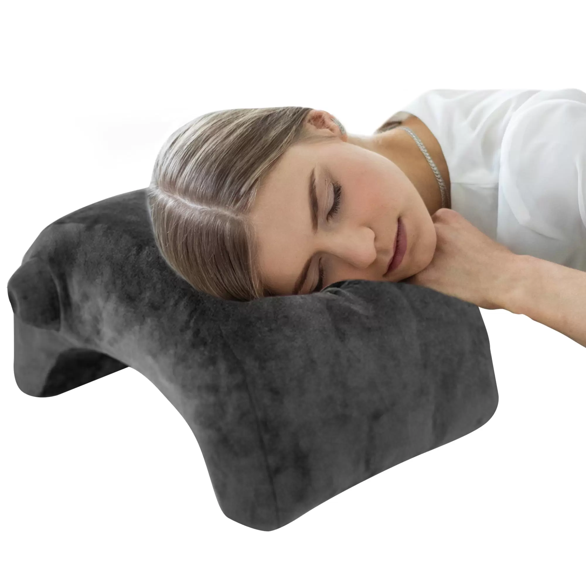 Aestoria Inflatable Head Pillow Velvet Travel Pillow Flight Essentials