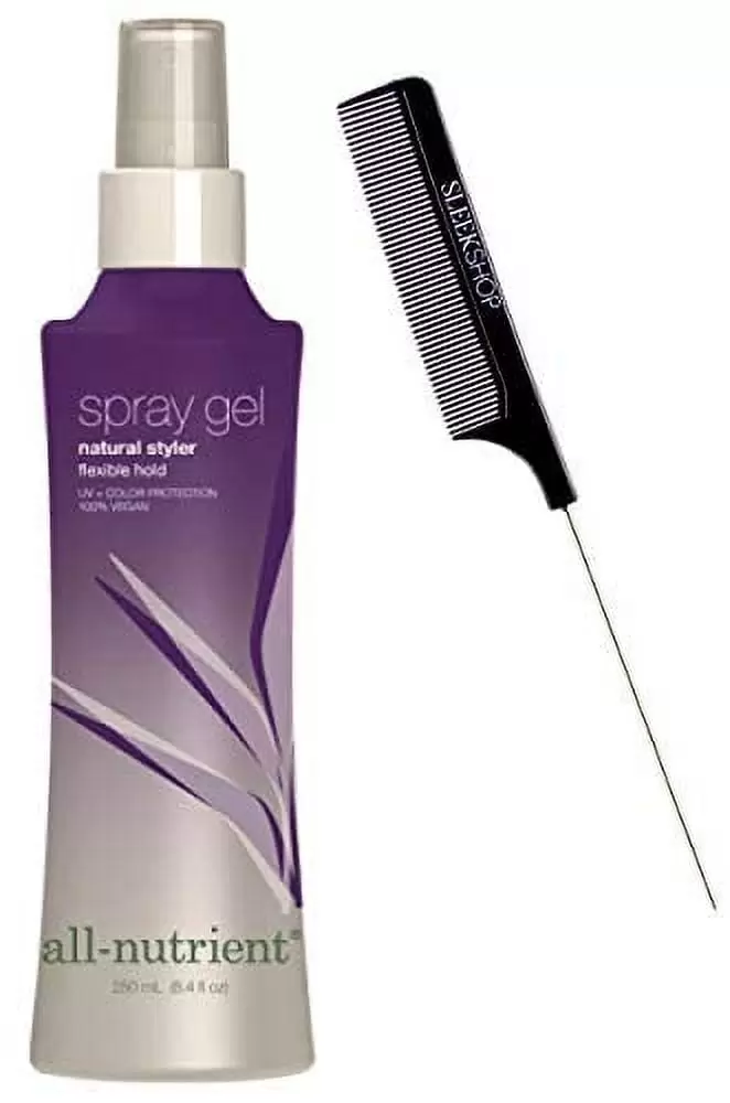 All-Nutrient Spray Gel. Natural Styler. Flexible Hold Hair Spray (w/ Sleek Comb) Hairspray UV+ Color Protection. 100% Vegan (8.4 OZ / 250 ML)