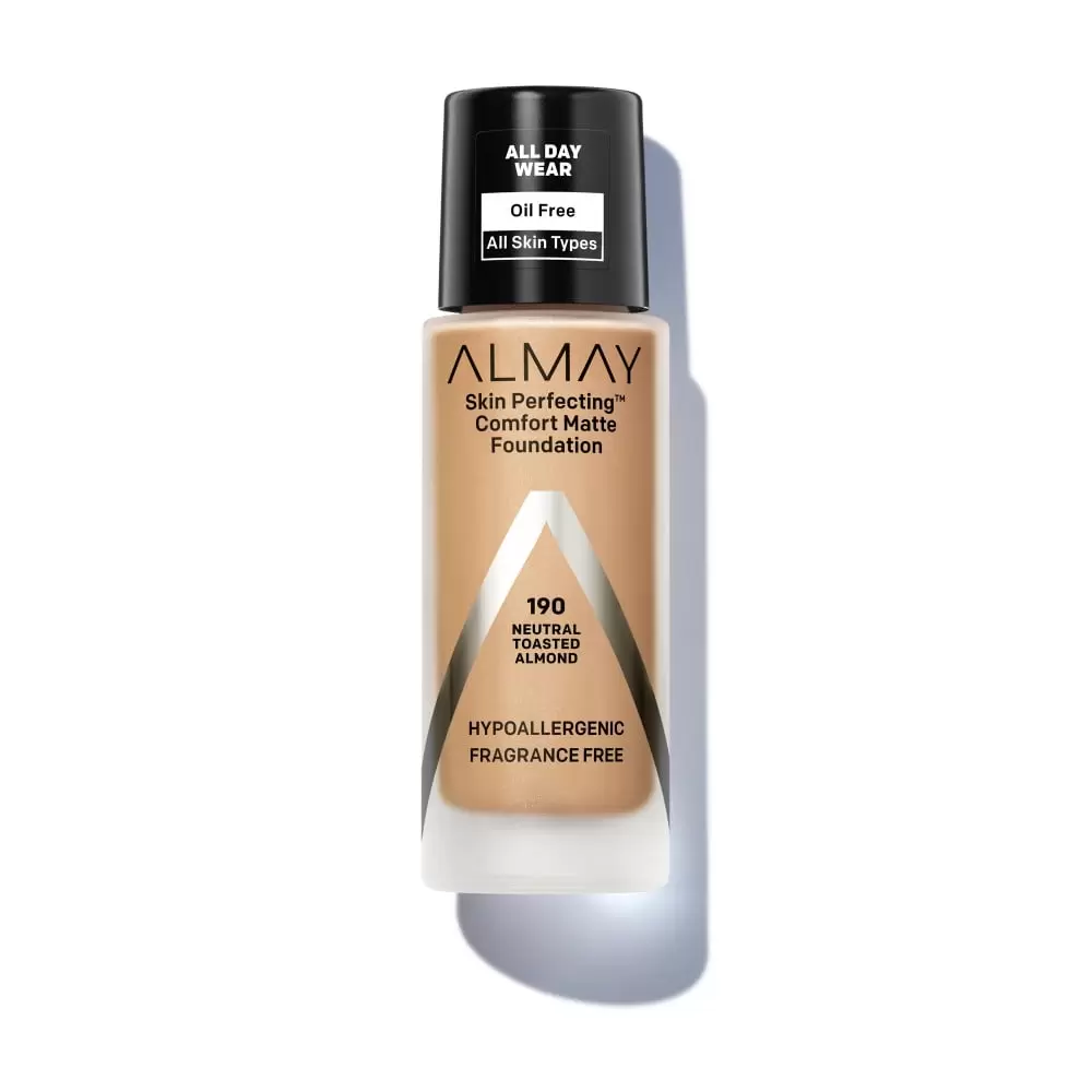 Almay Skin Perfecting Comfort Matte Liquid Foundation. 190 Neutral Toasted Almond. 1 fl oz