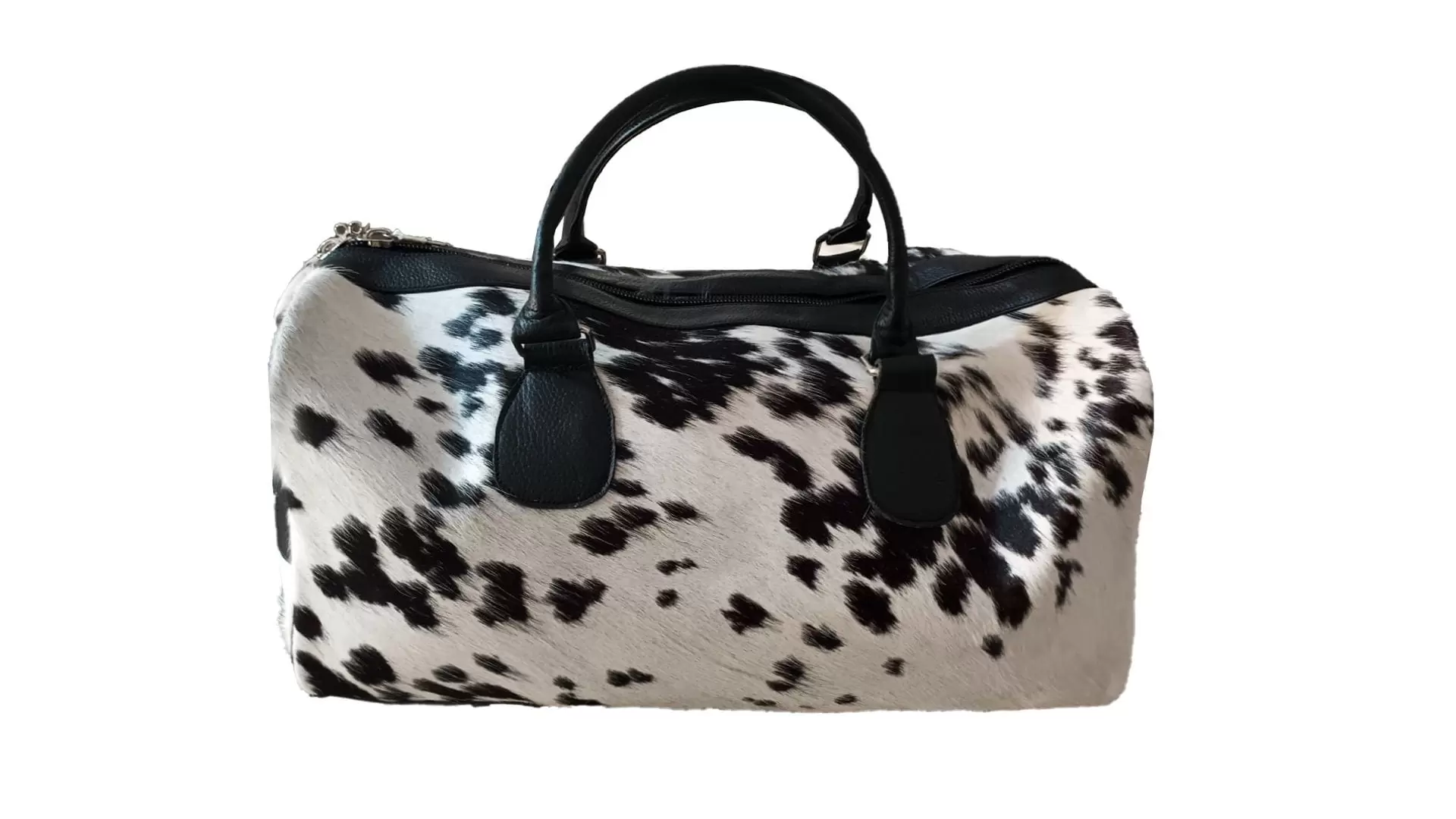 American Style Black & White Large Duffle Bag Cowhide Men Leather Duffle Bag Travel. Sports & Gym Luggage Bag