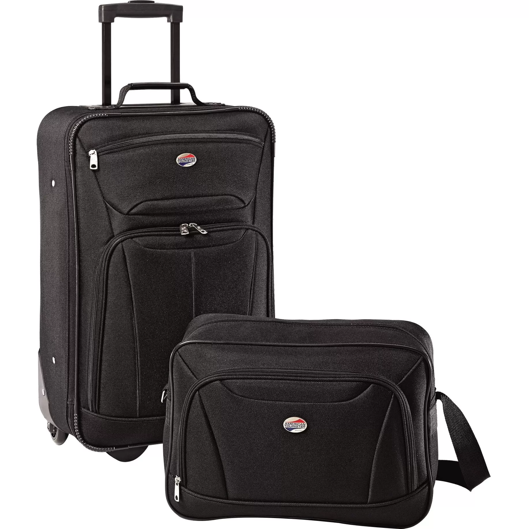 American Tourister Fieldbrook II 2 Piece Softside Luggage Set. 21 Upright Rolling Carry-on and Boarding Bag