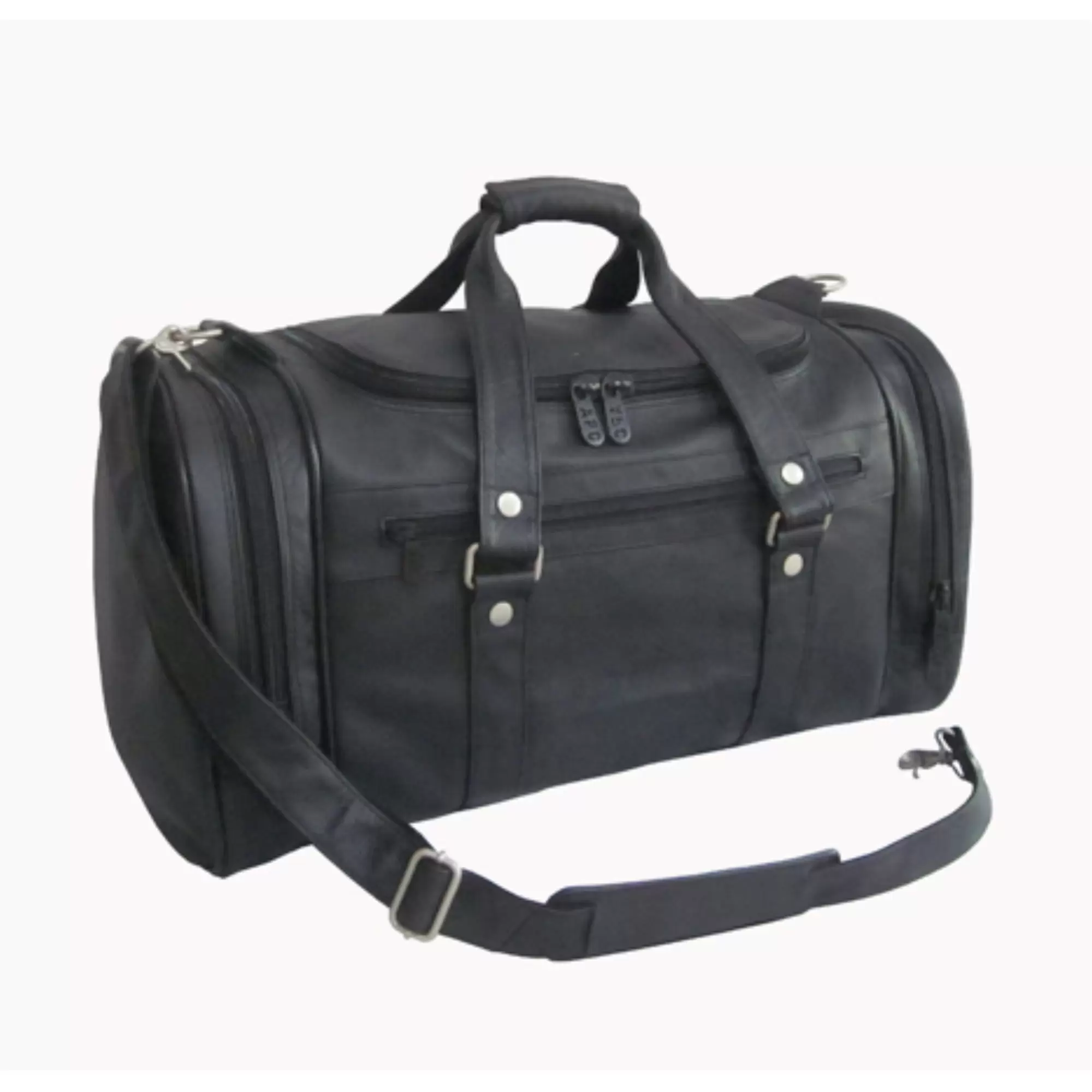 Amerileather 22 Jumbo Duffel-Color:Black.Material:Leather.Style:Duffel