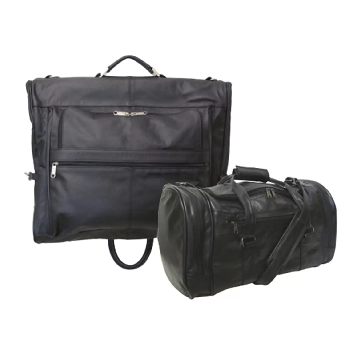 Amerileather Black Leather Two Piece Set Traveler-Color:Black.Material:Leather.Style:Garment