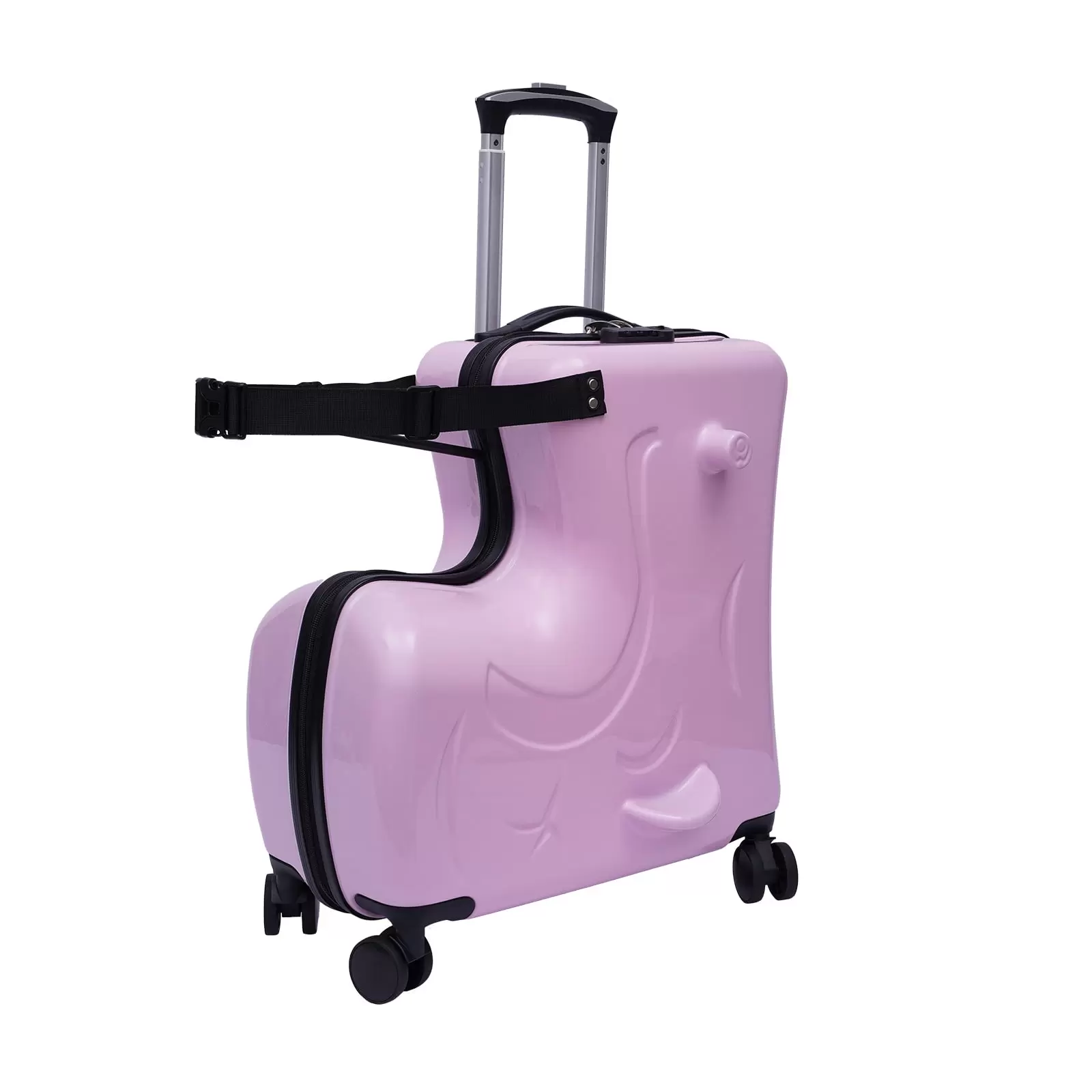 Anqidi 20 Kids Ride On Suitcase. Portable Universal Wheel Trolley Luggage Case Horse Shape Children Travel Suitcase w/Lock Pink