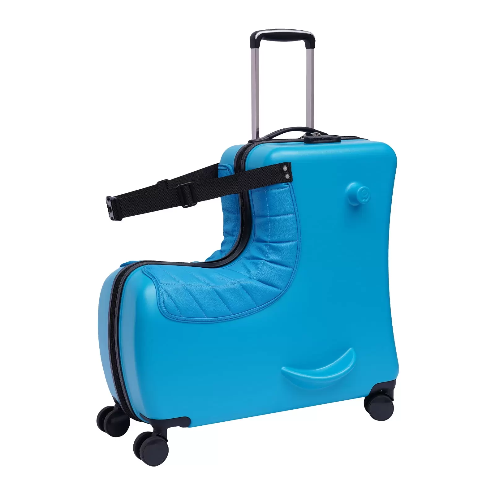 Anqidi 24 Inch Kids Ride On Suitcase Portable Universal Wheels Trolley Luggage Case Horse Shape Children Travel Suitcase with Combination Lock Blue