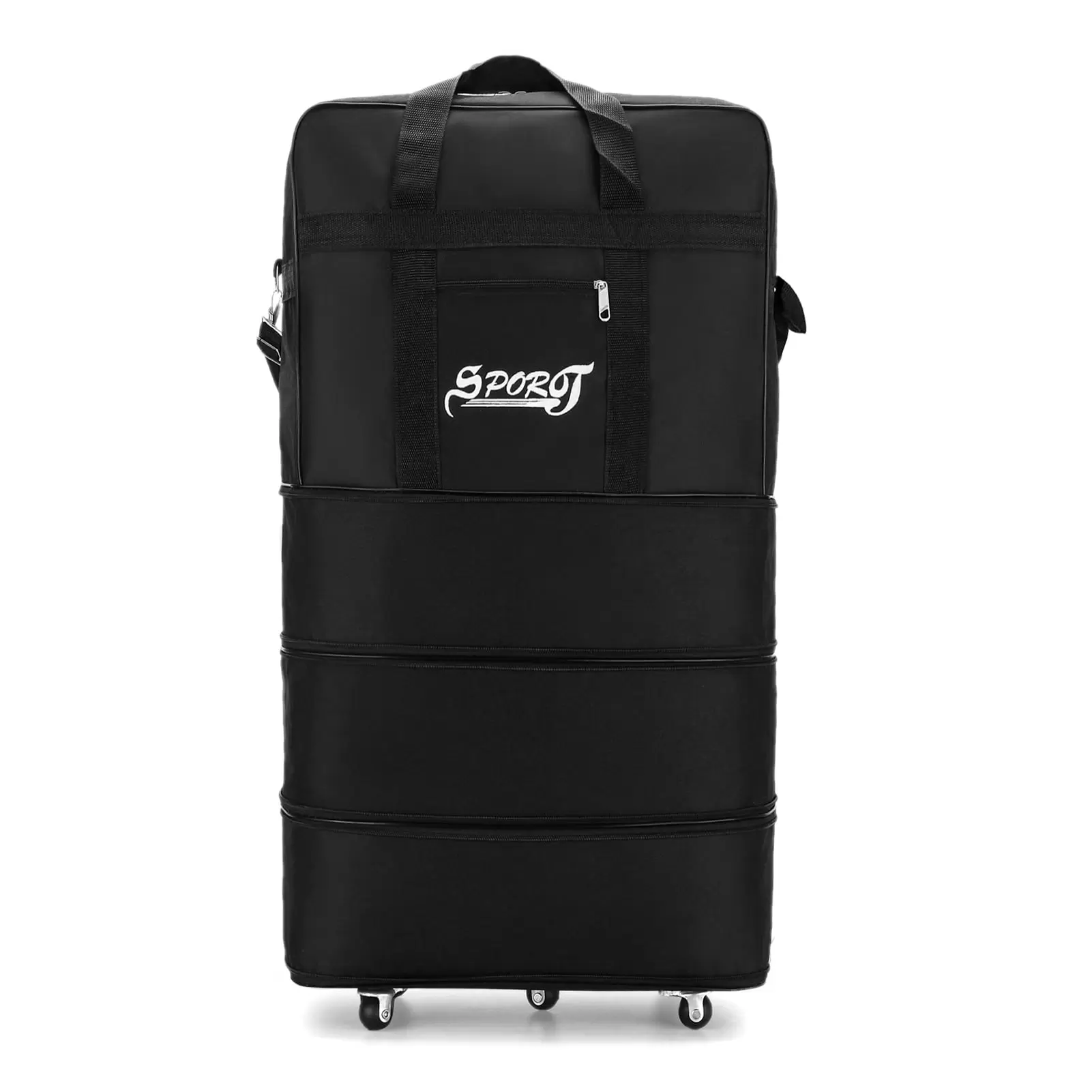 Anself Expandable Waterproof Foldable Suitcase.Collapsible Travel Luggage Bag with Wheels.Black.35.4 * 19.7 * 11.8in