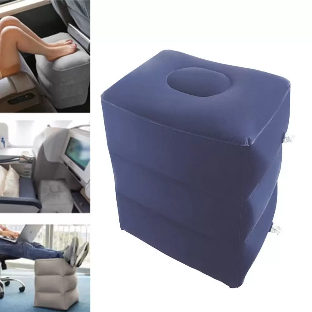 Anvazise Inflatable Footrest Yoga Pad Travel Air Pillow Cushion Car Airplane Sleeping Bed Grey