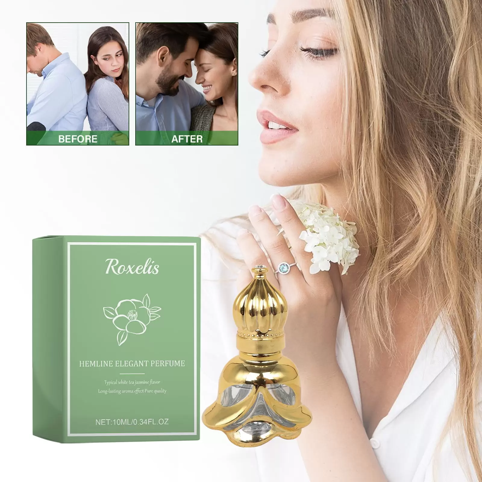 Apepal Birthday Gifts for Women Jasmine White Tea Perfumes Contains Tea Oil Jasmine Piquancy Extracts For Woman Enjoy Elegance.Travel Size Concentrated Long-lasting Aromatherapy10ml