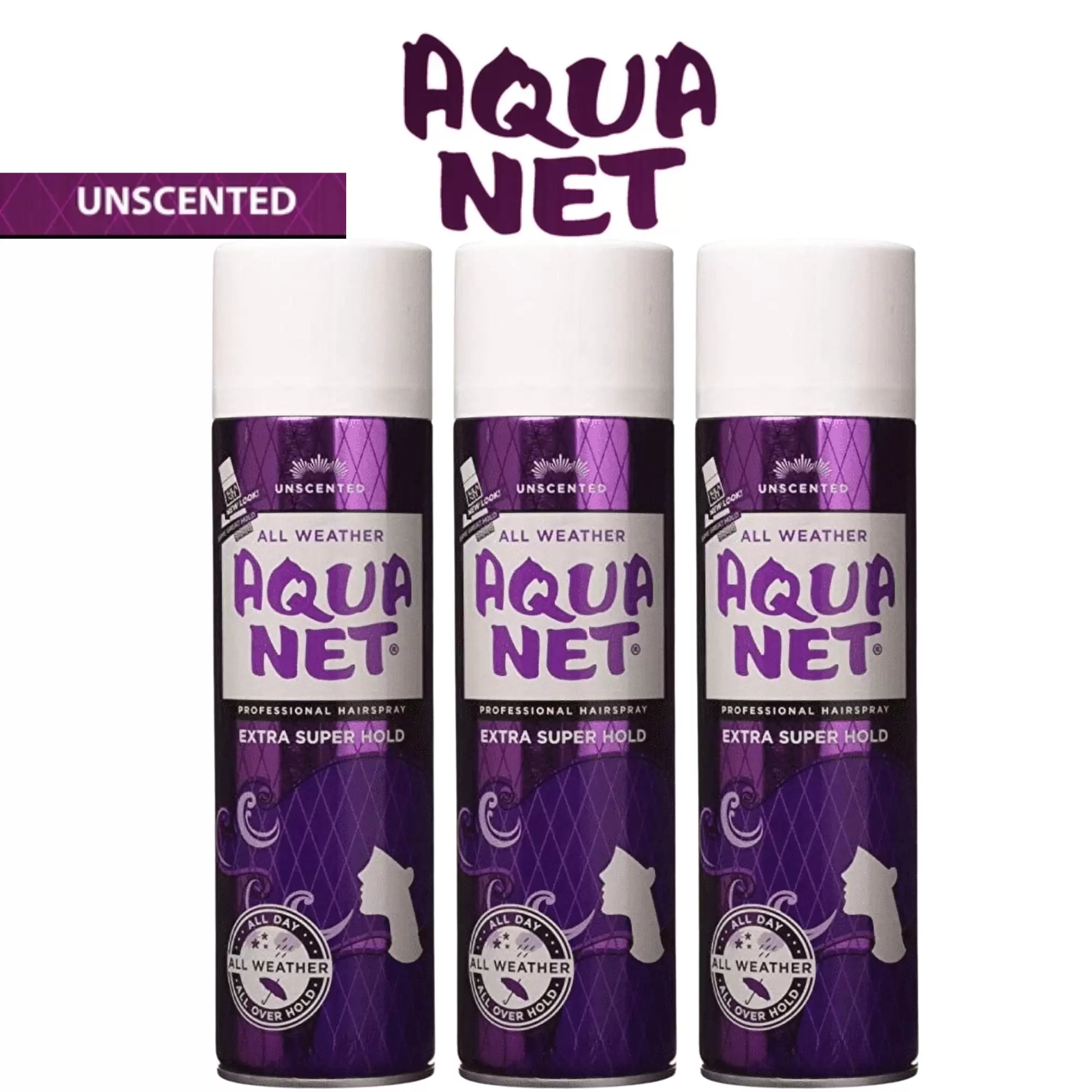 Aqua Net Extra Super Hold Professional Hair Spray. Unscented. 4oz. Travel Size. 3 Pcs Per Pack