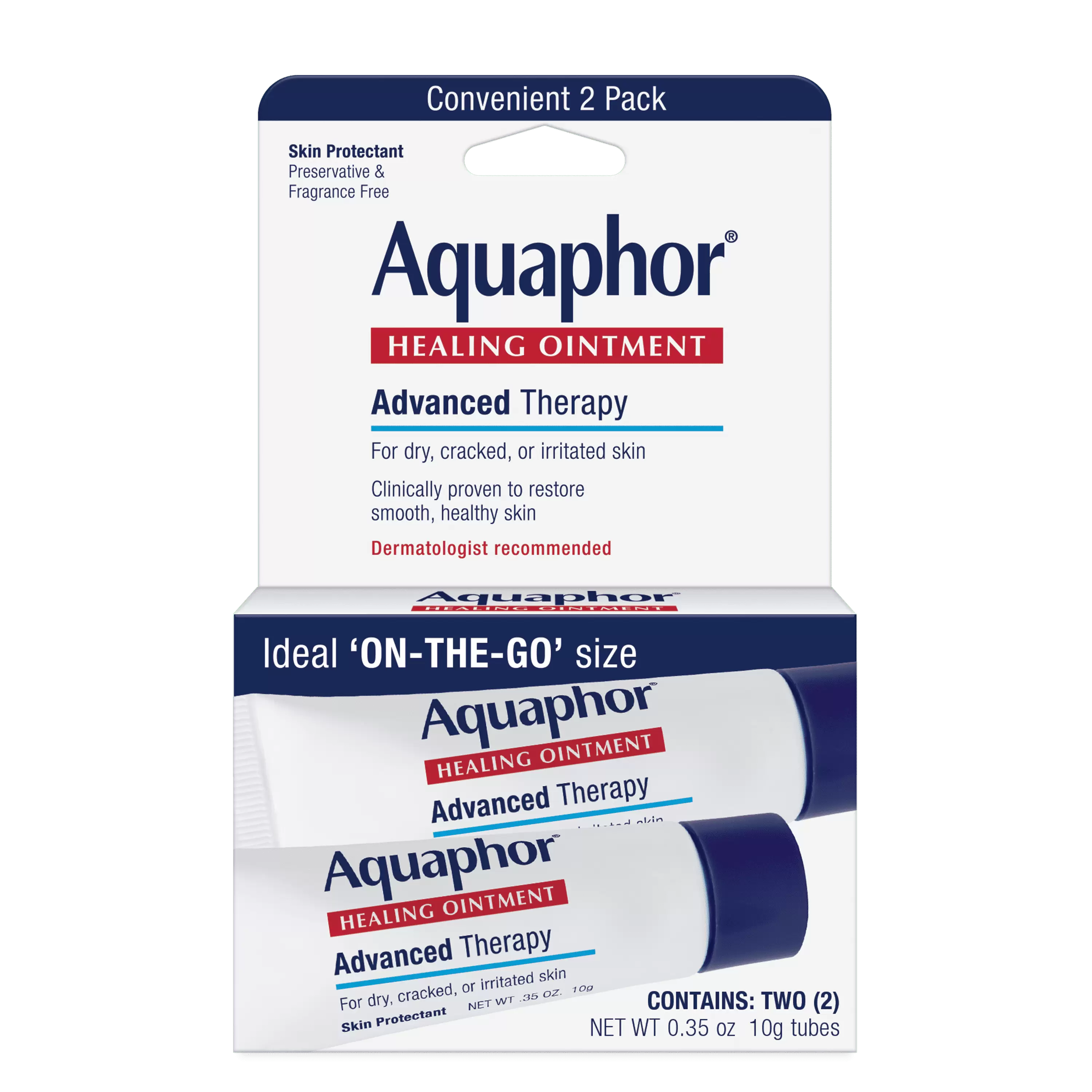 Aquaphor Healing Ointment Advanced Therapy Skin Protectant. 0.35 Oz. 2 Pack