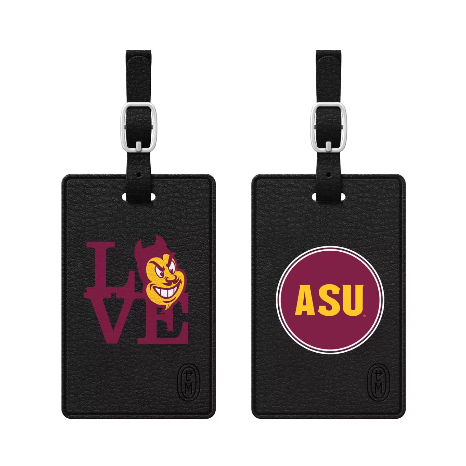 Arizona State University Black Bag Tag. Classic+LOVE 2PK