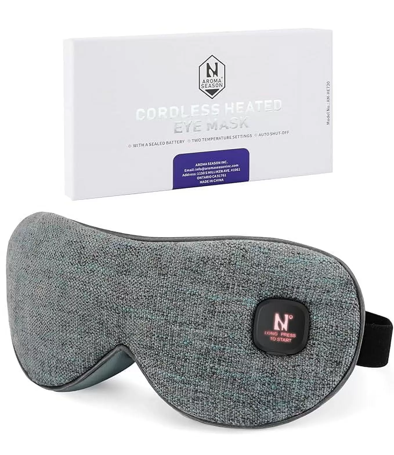 Aroma Season Heated Eye Mask for Dry Eyes Cordless. Warm Eye Compress for Stye Blepharitis Chalazion MGD. Heat Therapy to Unclog Gland. Relaxing Sleep Mask Machine Washable Perfect Light Blocked