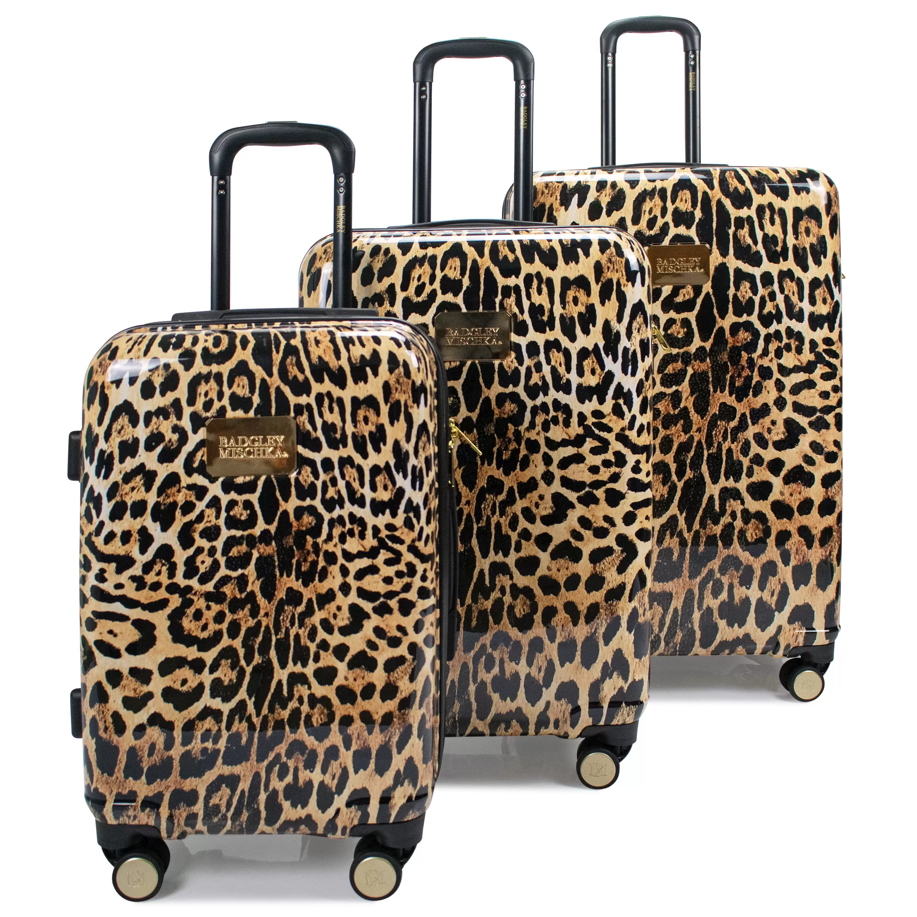 BADGLEY MISCHKA Leopard 3 Piece Expandable Luggage Set