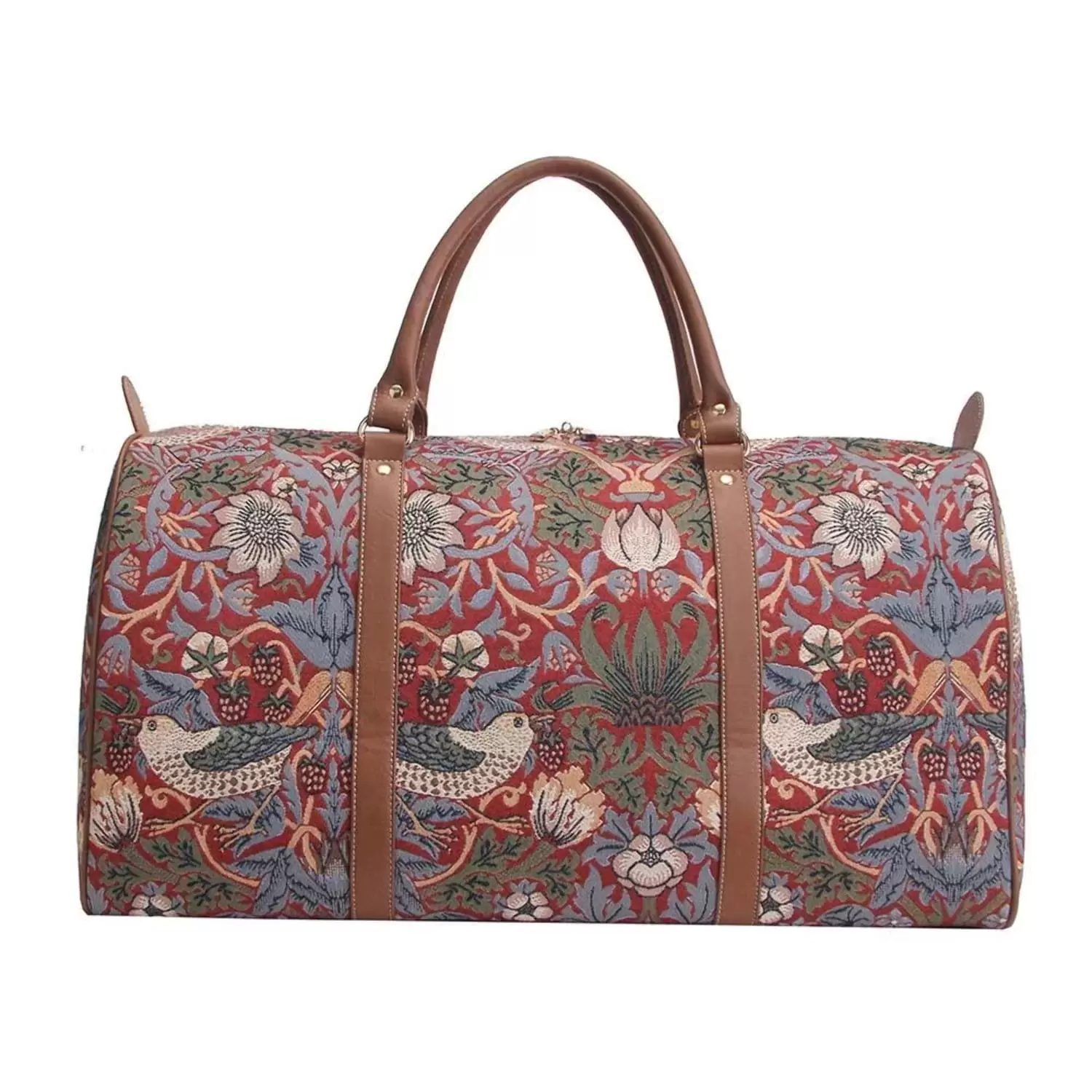 BHOLD-STRD | William Morris Strawberry Thief Red Big Holdall/Duffel Bag