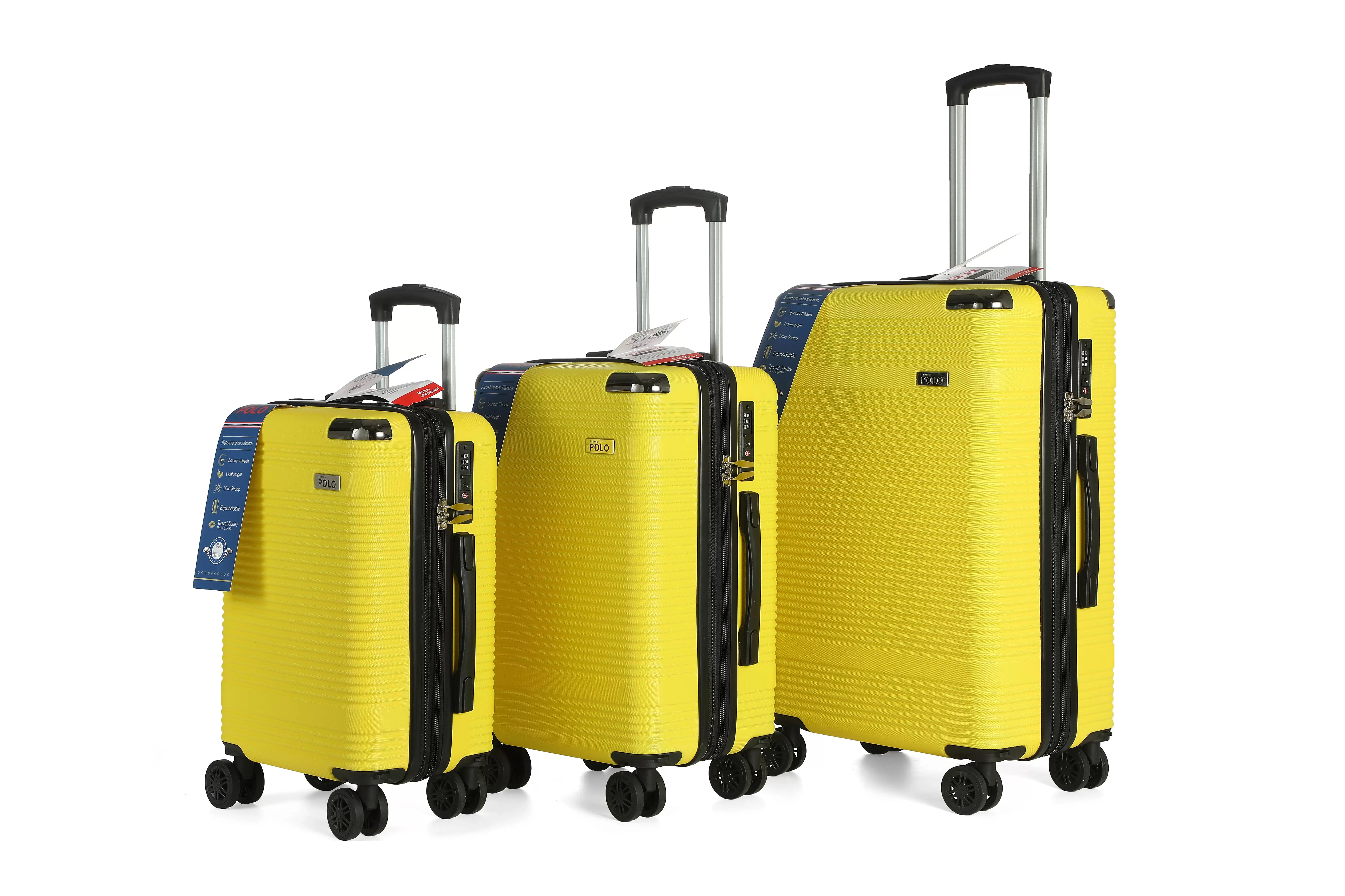 BP-2302-Bronco Polo Luggage Lightweight Expandable TSA Yellow-fenix 3 pcs set