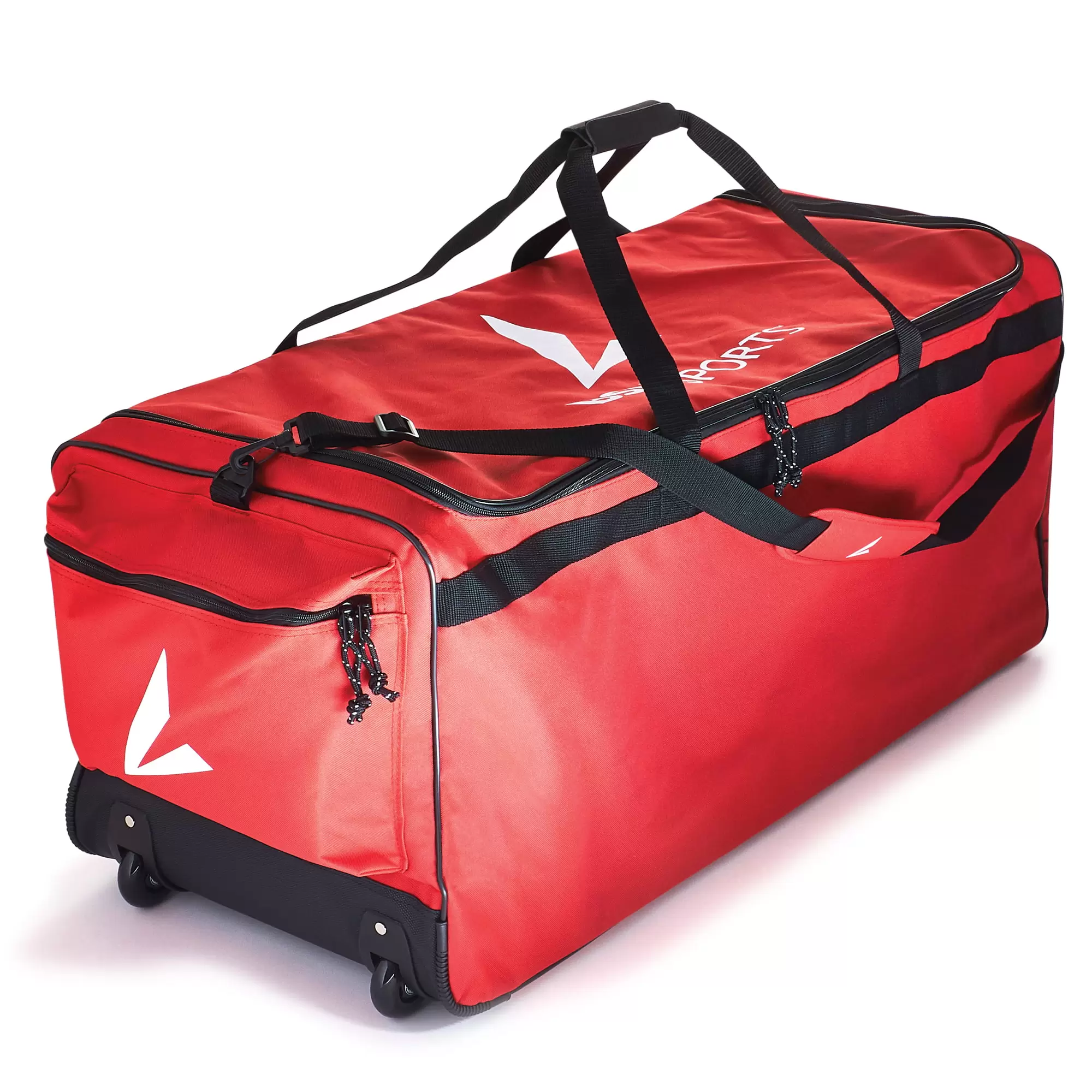 BSN SPORTS? Deluxe Wheeled Equipment Bag. Scarlet Red