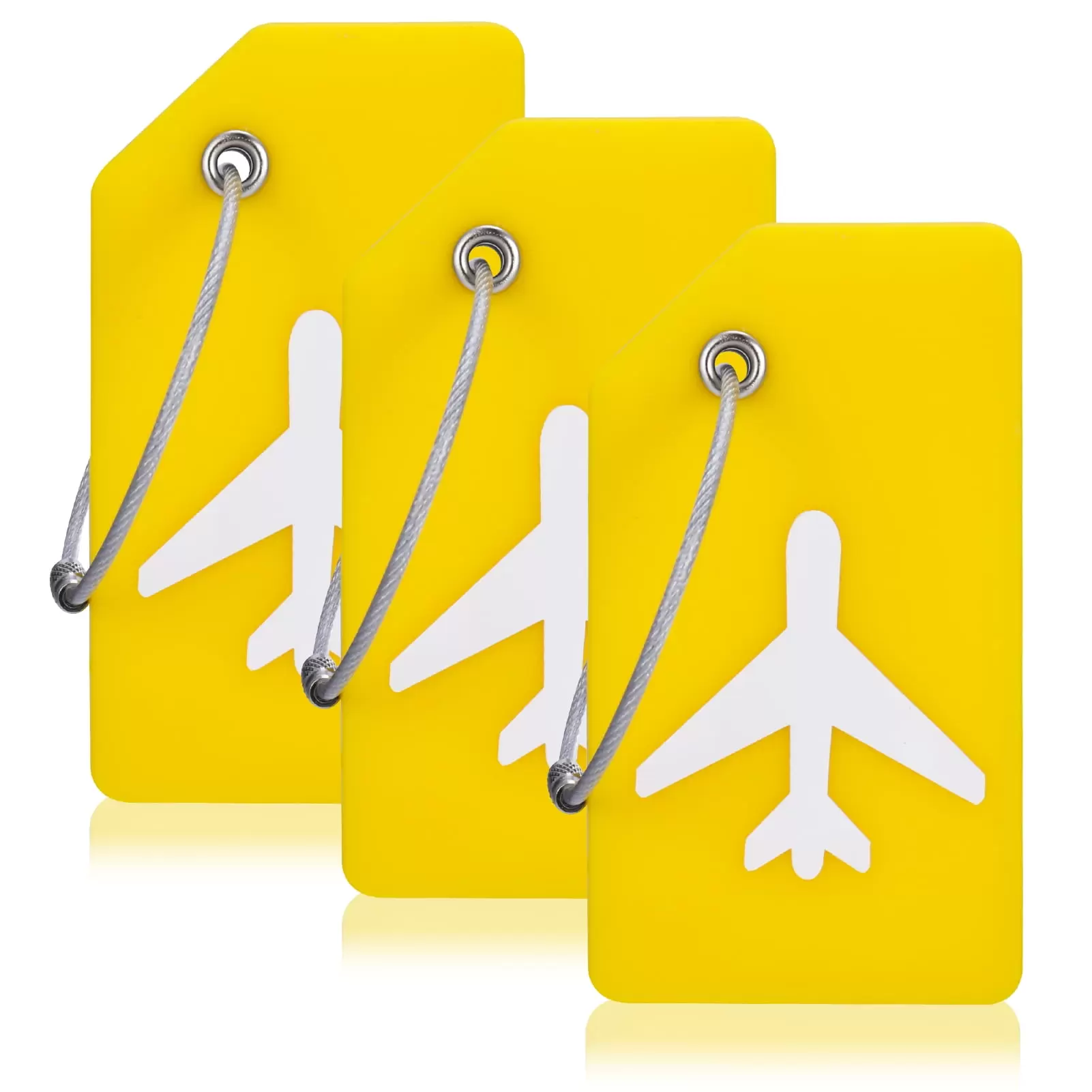 BUBABOX 3 Pack Luggage Tags for Suitcase. Silicone Travel Suitcase Tags with Name ID Card. Perfect to Quickly Spot Luggage Suitcase(Yellow)