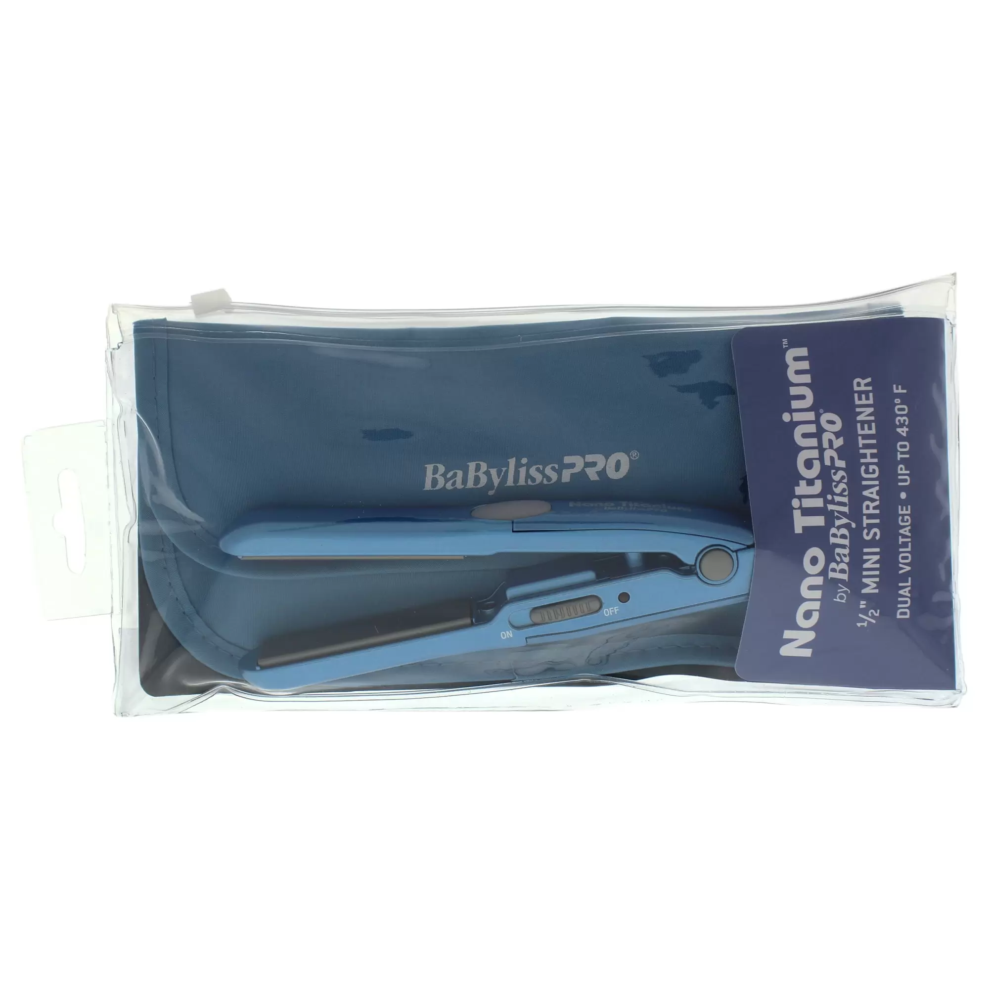 BaBylissPRO Nano Titanium Travel Size Professional 1 Ceramic Mini Flat Iron Hair Straightener. Ionic. Blue