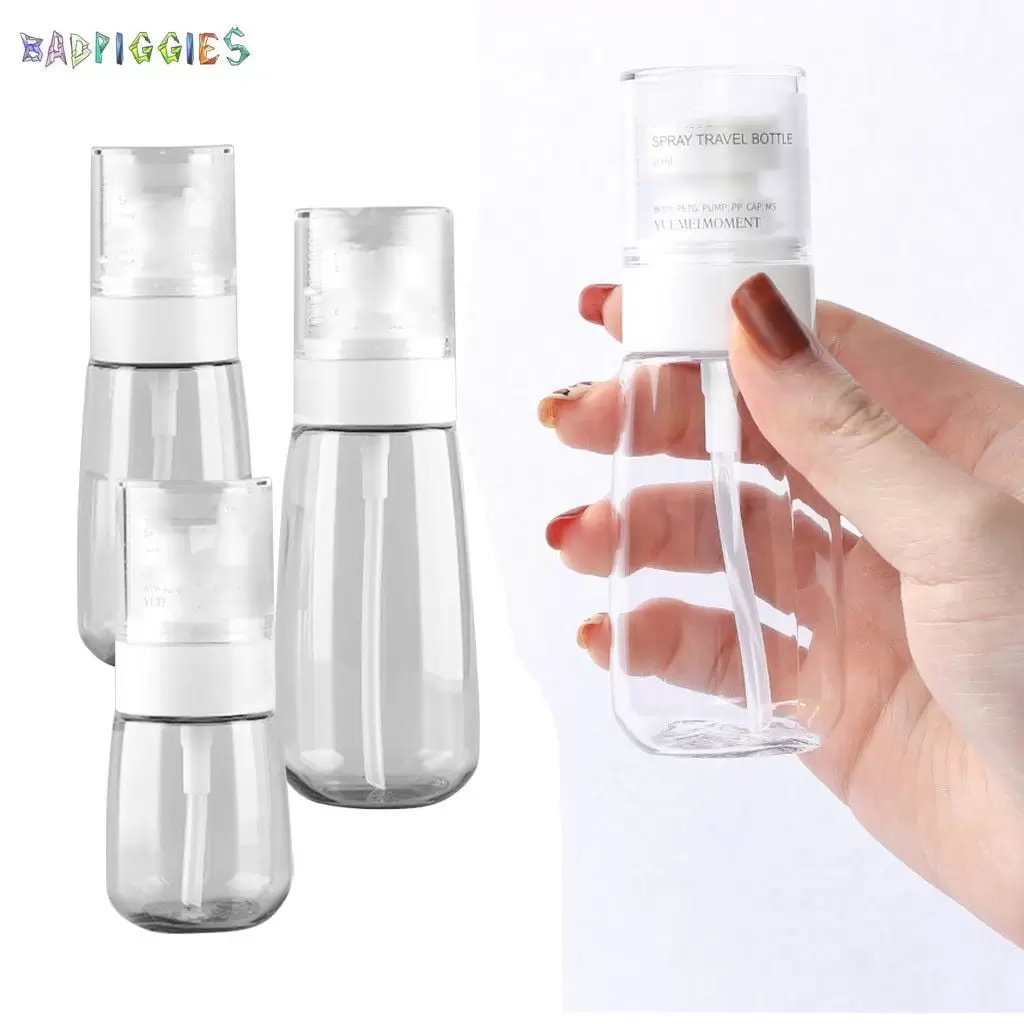 BadPiggies Fine Mist Spray Bottles Portable Refillable Plastic Travel Transparent Perfume Atomizer Empty Cosmetic Spray Bottles (5-Pack. 30ml)