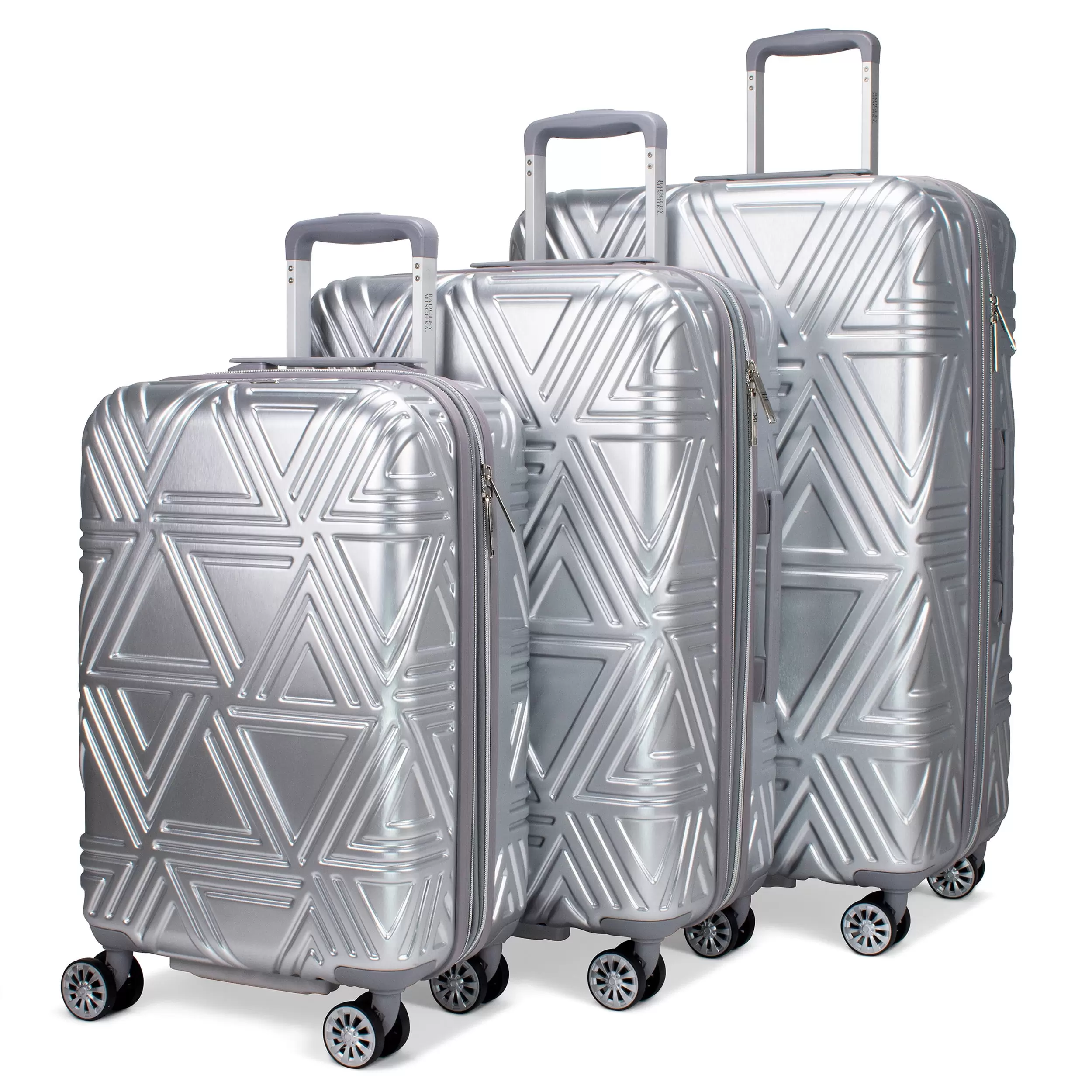 Badgley Mischka Contour 3 Piece Expandable Luggage Set (Silver)